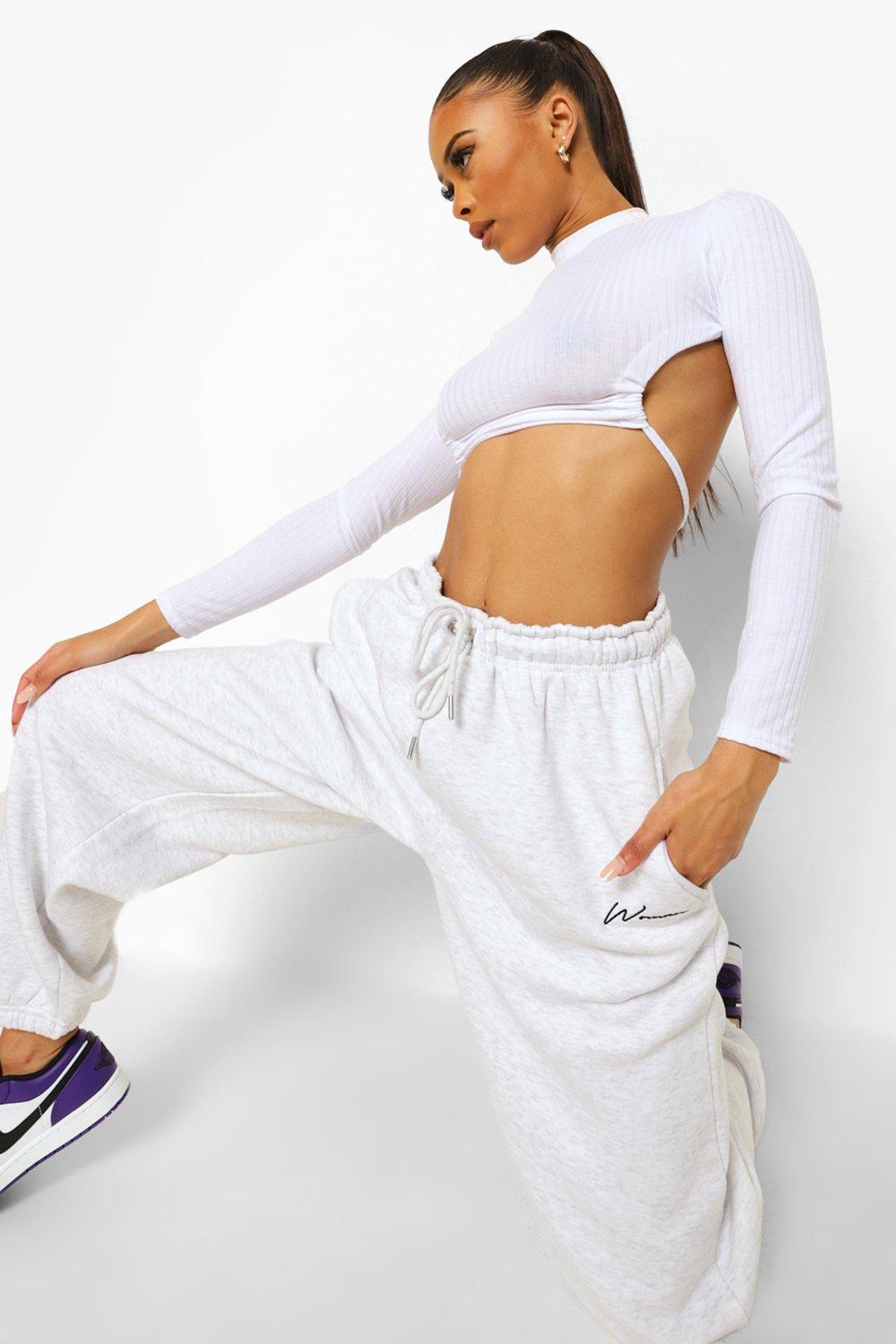 Womens Woman Embroidered Oversized Joggers - Grey - Xl, Grey