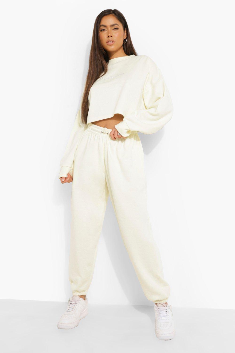 Womens Oversized Embroidered Woman Joggers - Yellow - L, Yellow