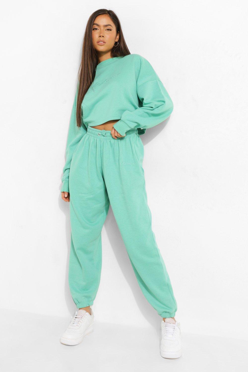 Womens Oversized Embroidered Woman Joggers - Green - Xl, Green