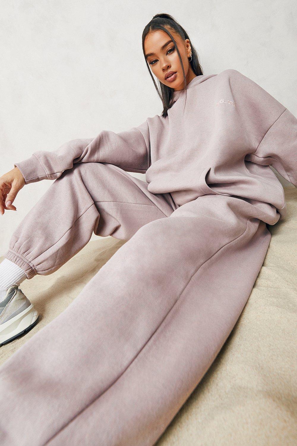 Womens Overdyed Oversized Official Hooded Tracksuit - Pink - L, Pink