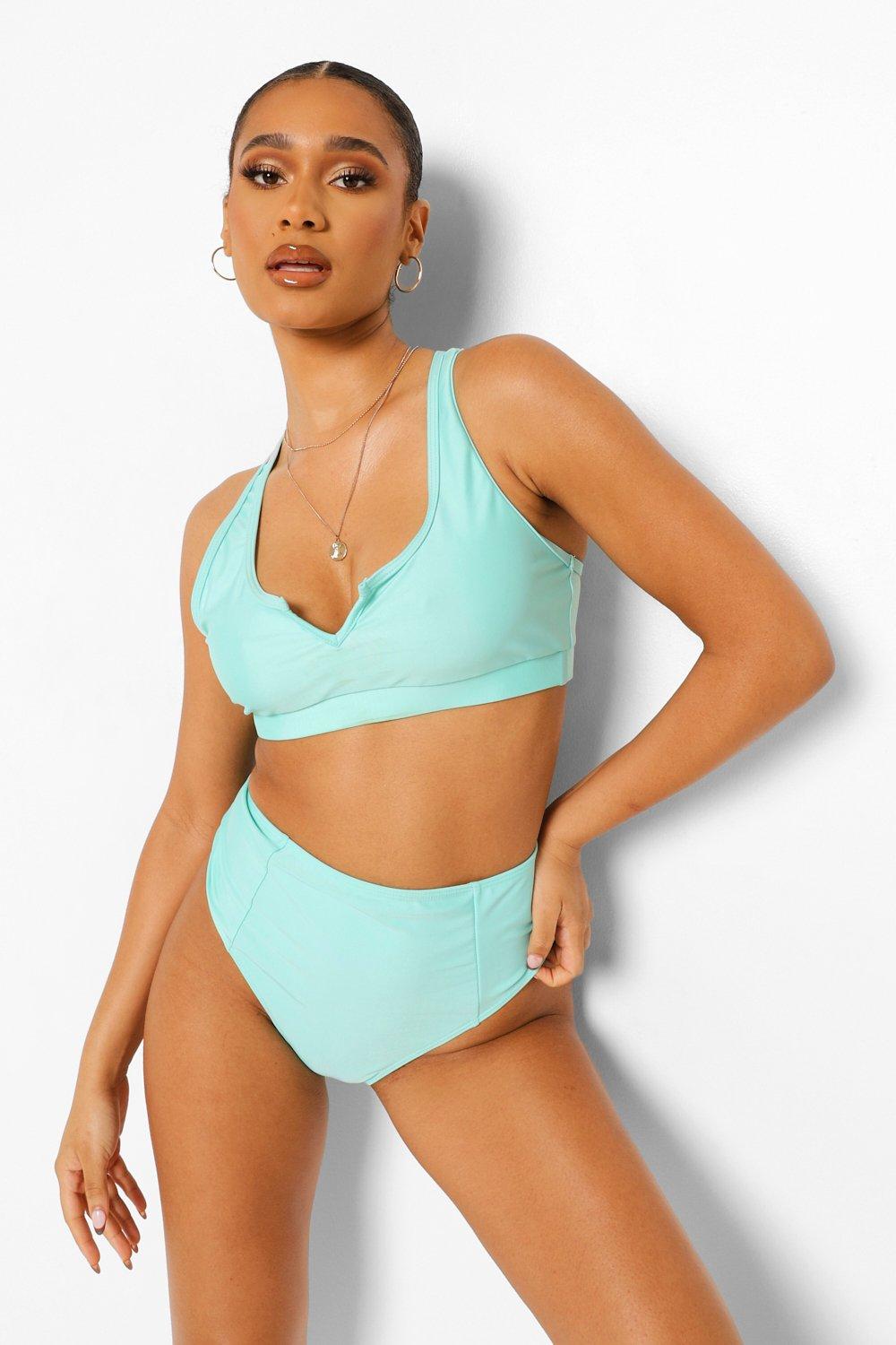 Womens Essentials High Waist Bikini Brief - Green - 12, Green