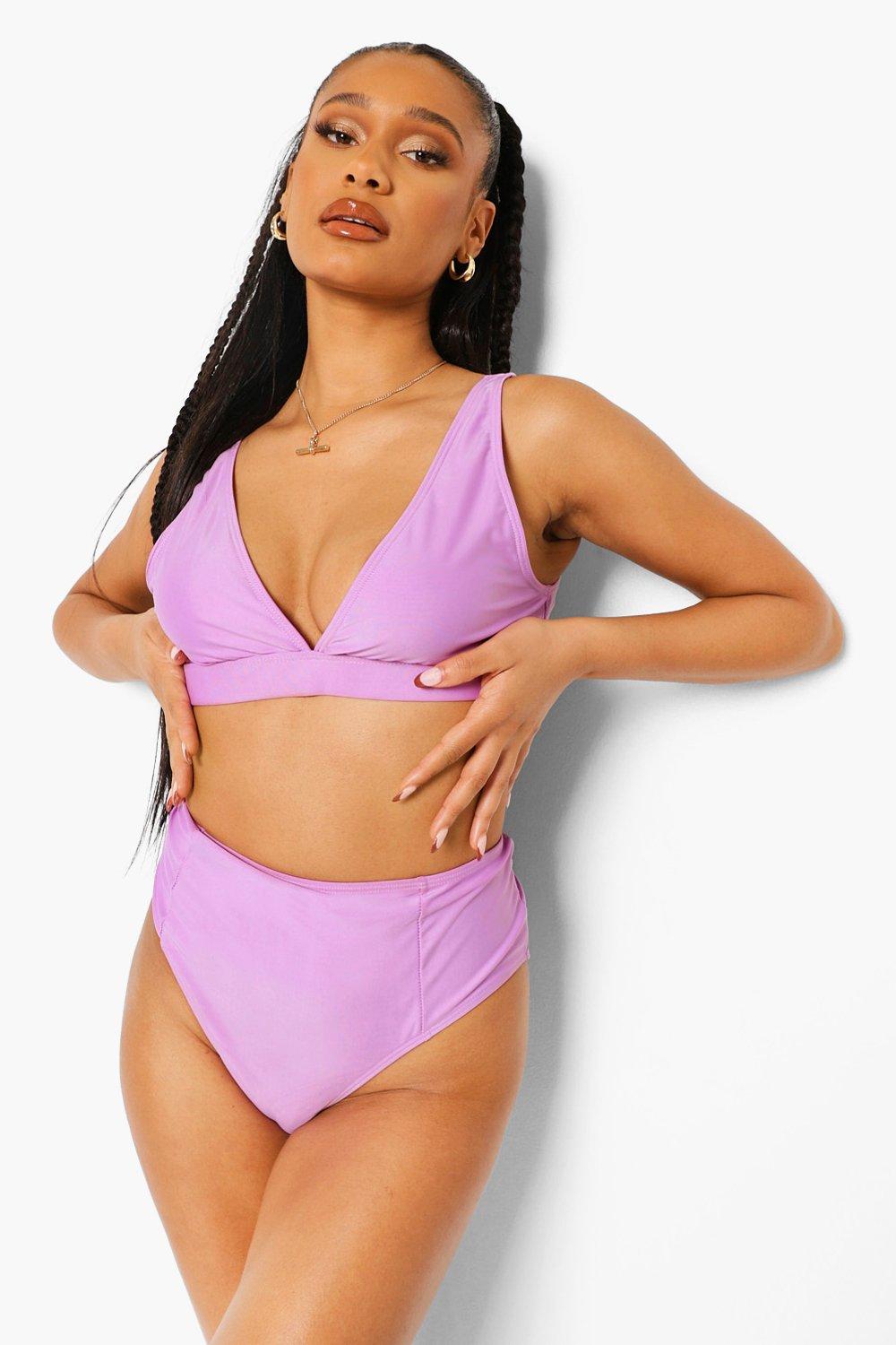 Womens Essentials High Waist Bikini Brief - Purple - 8, Purple
