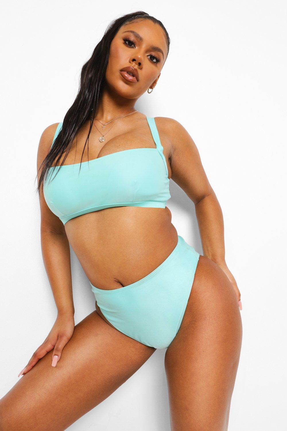 Womens Essentials Fuller Bust Bandeau Bikini Top - Green - 36E, Green