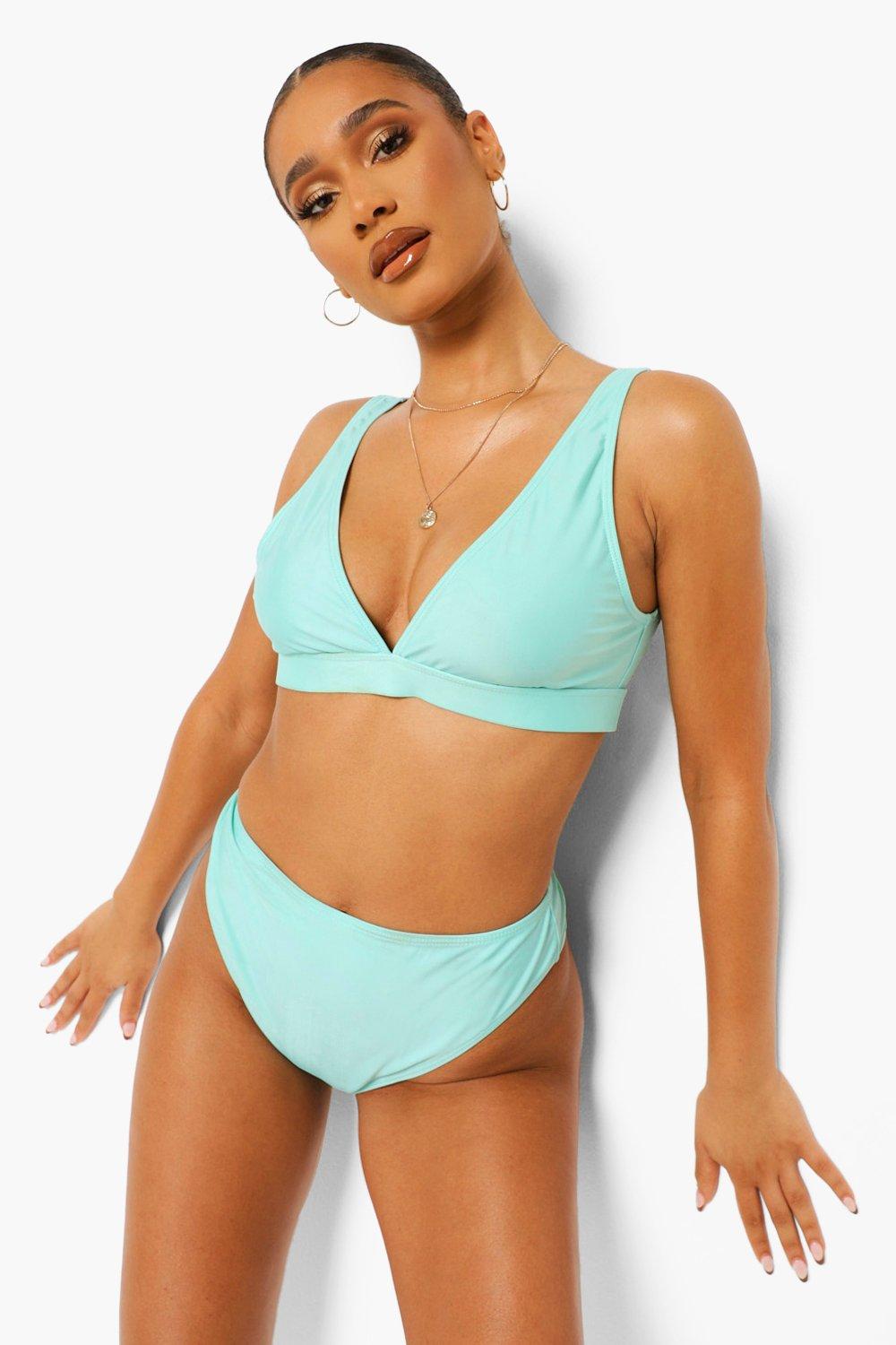 Womens Essentials High Leg High Waist Bikini Brief - Green - 8, Green