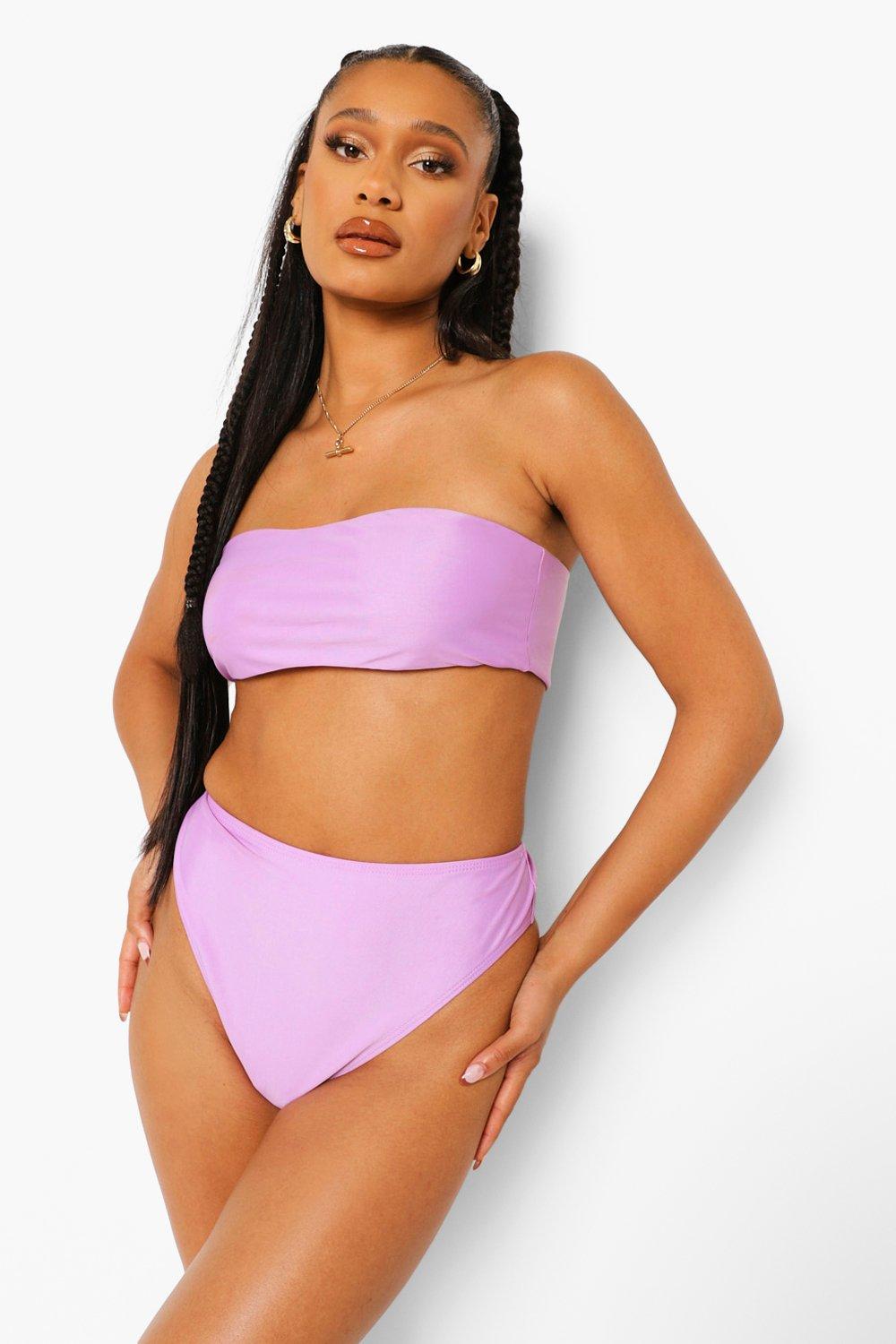 Womens Essentials High Leg High Waist Bikini Brief - Purple - 8, Purple