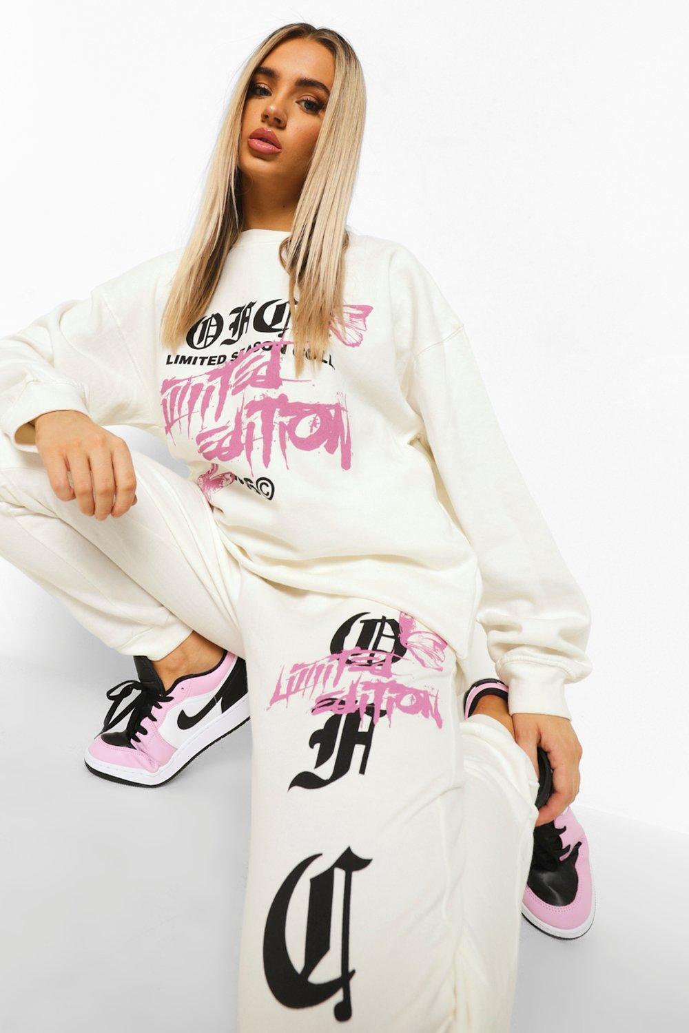 Womens Ofcl Limited Edition Print Tracksuit - Cream - M, Cream