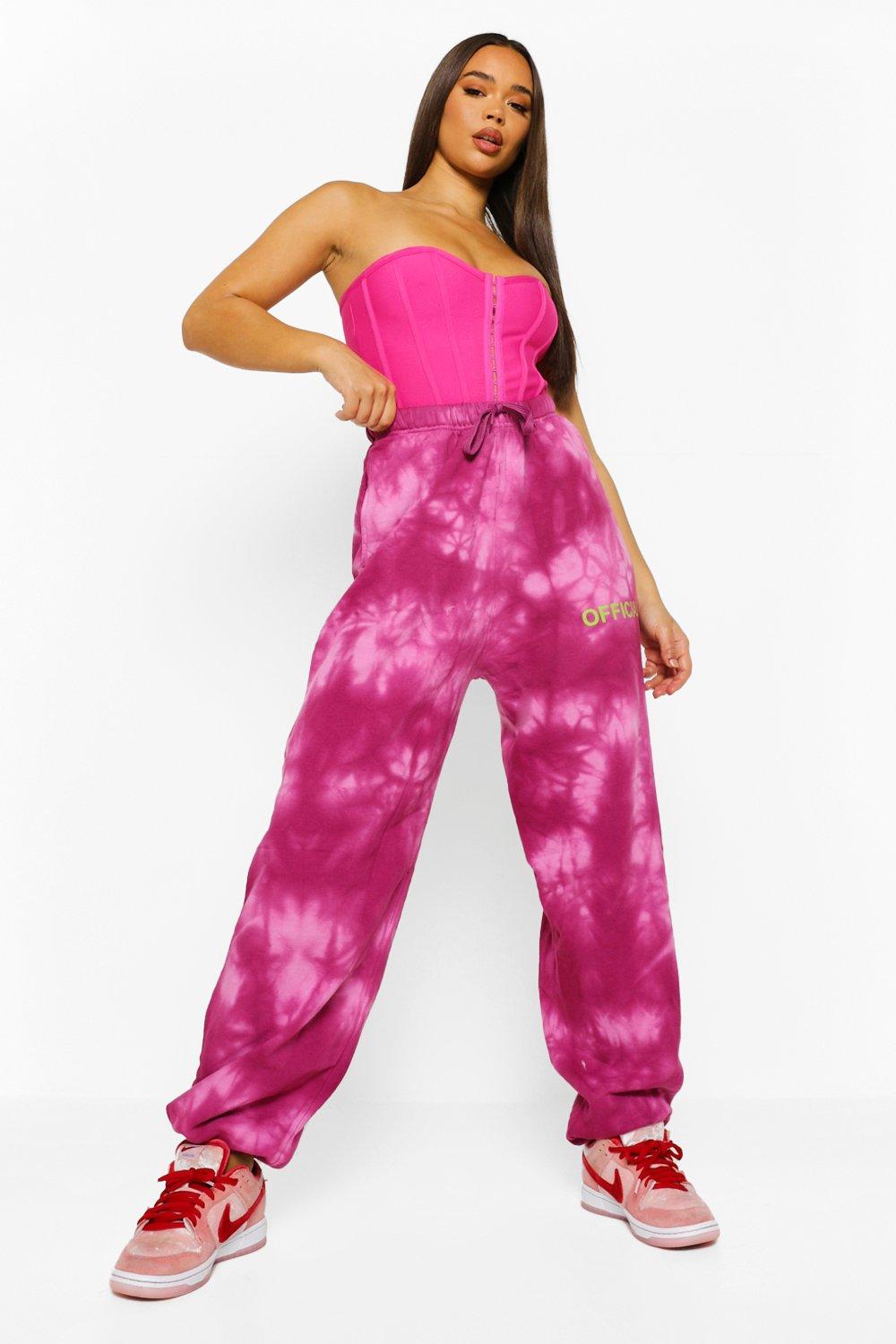 Womens Tie Dye Printed Jogger - Purple - L, Purple