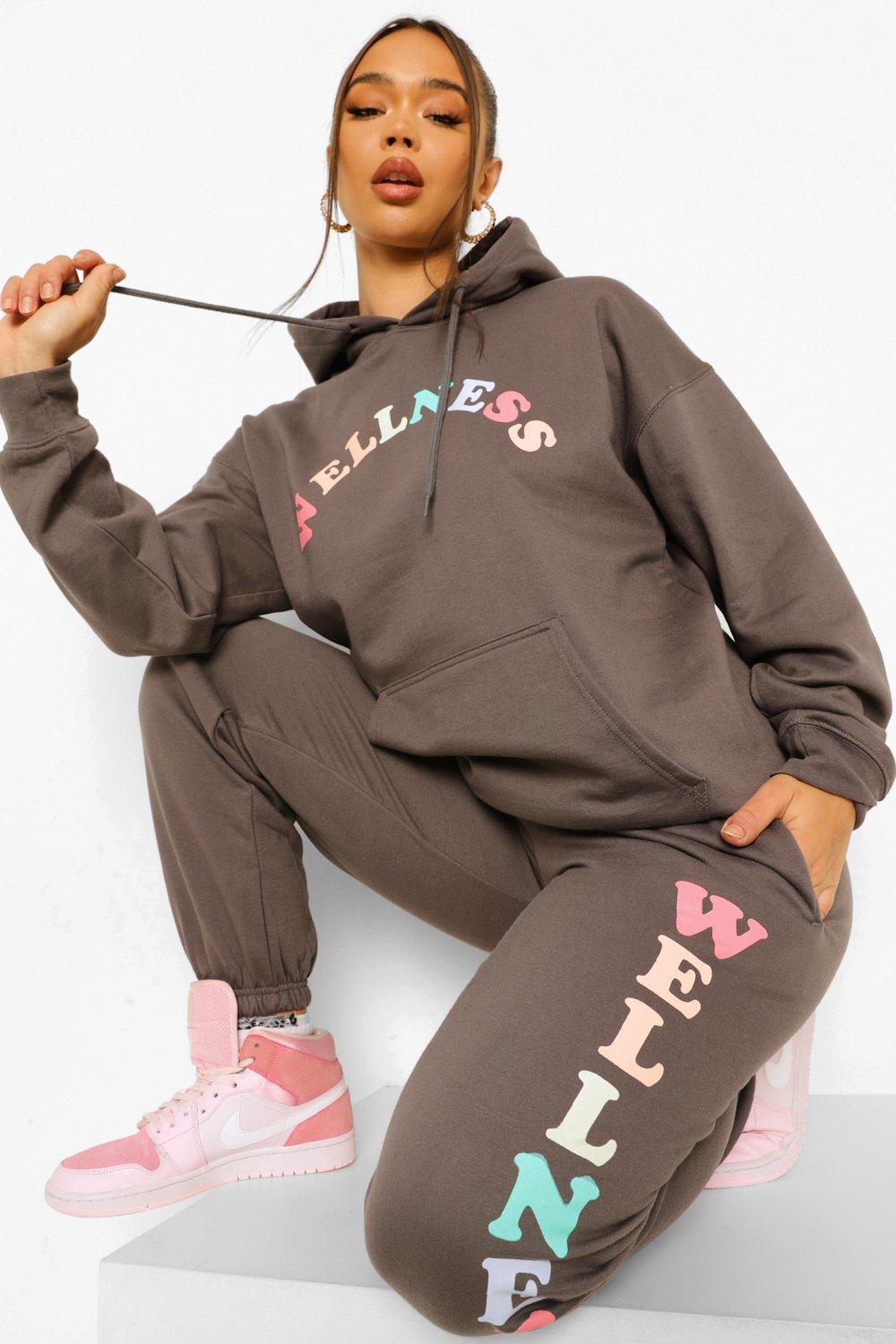 Womens Wellness Print Tracksuit - Grey - S, Grey