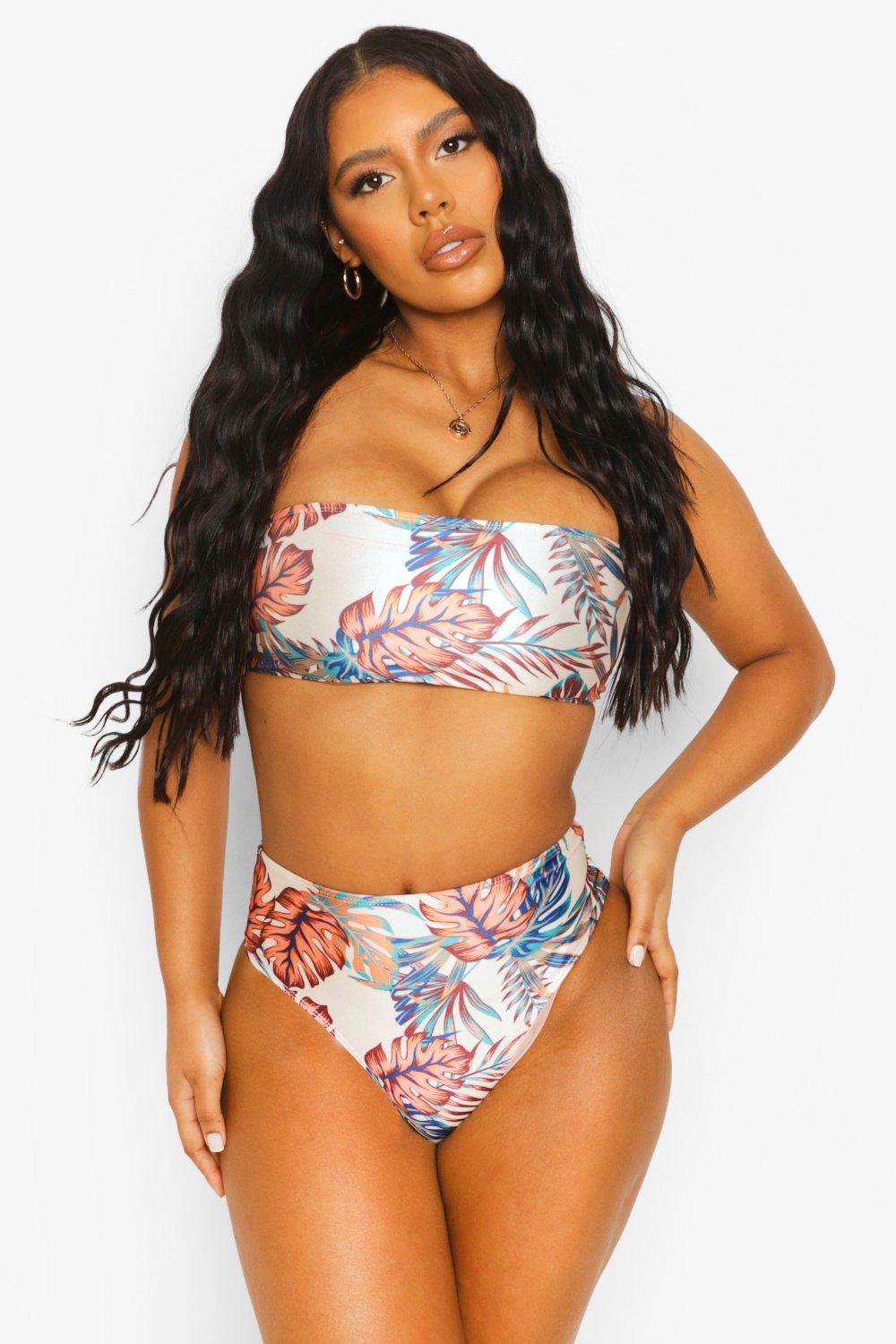 Womens Tropical Belted High Leg Bikini Brief - White - 8, White