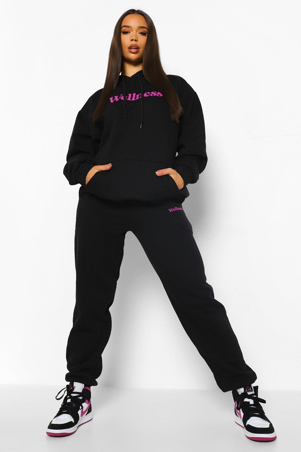 Womens Wellness Hooded Tracksuit - Black - M, Black