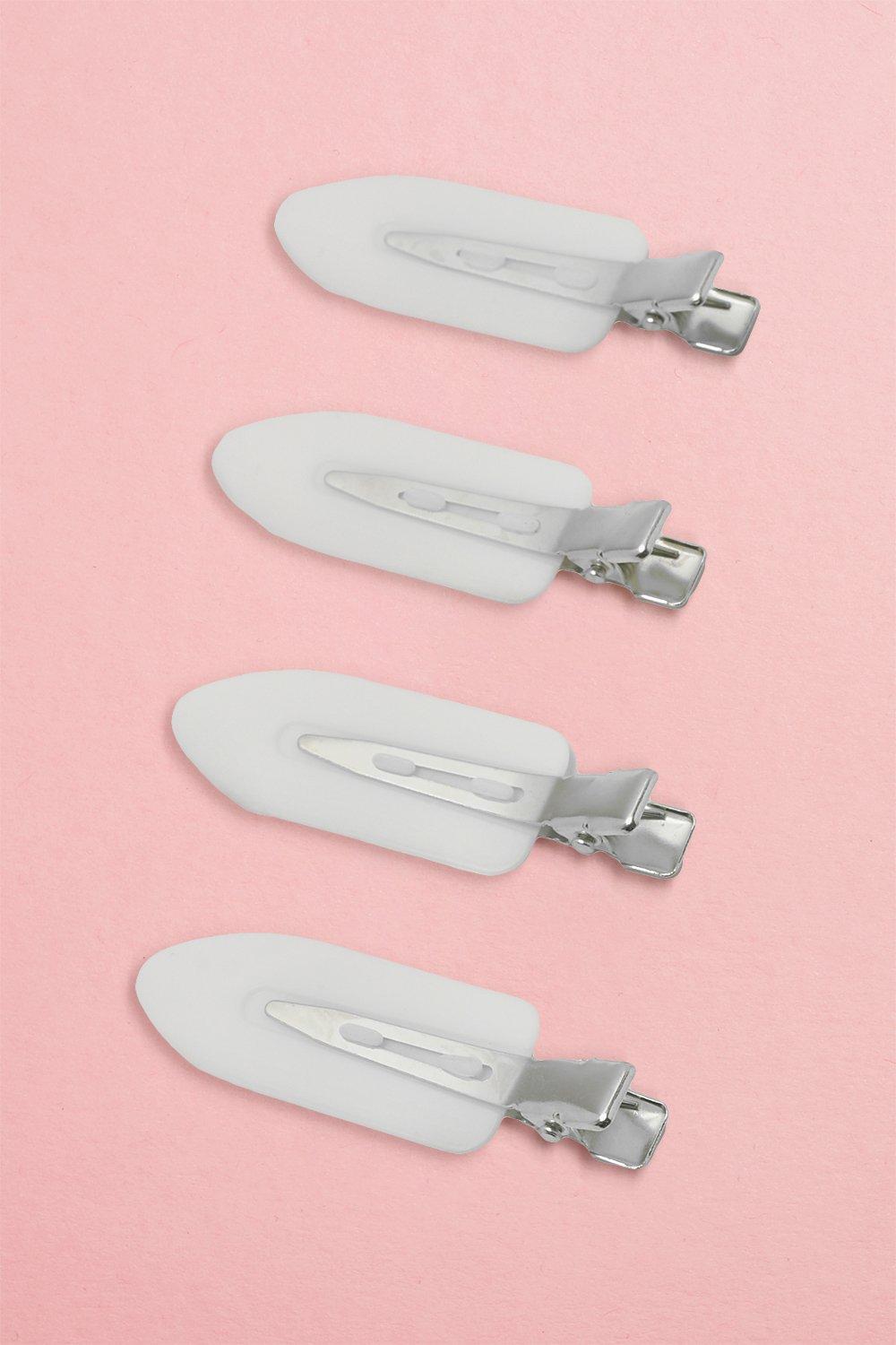 Womens 4 Pack Creaseless Hair Clips - White - One Size, White