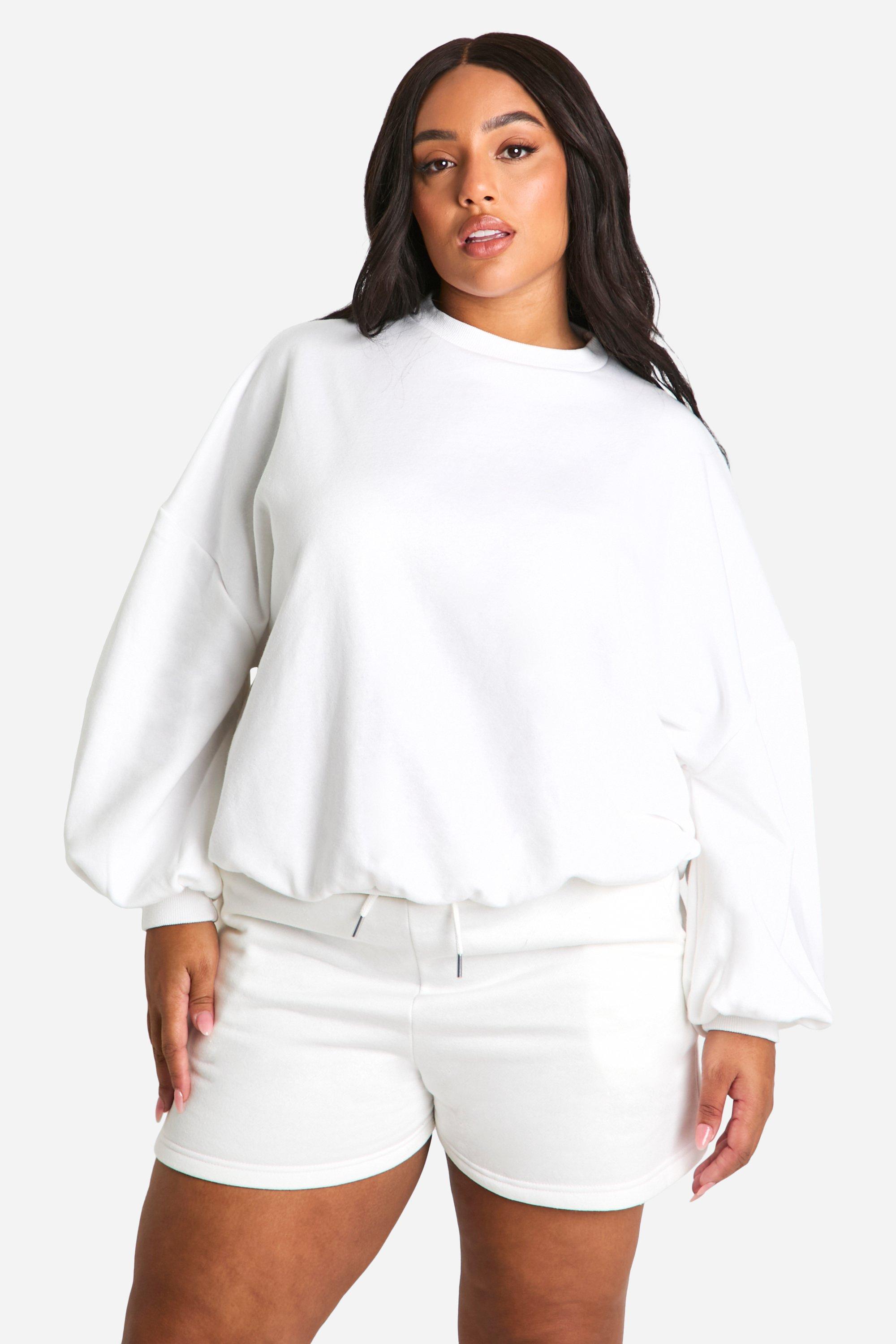 Image of Felpa Plus Size oversize Basic, Bianco