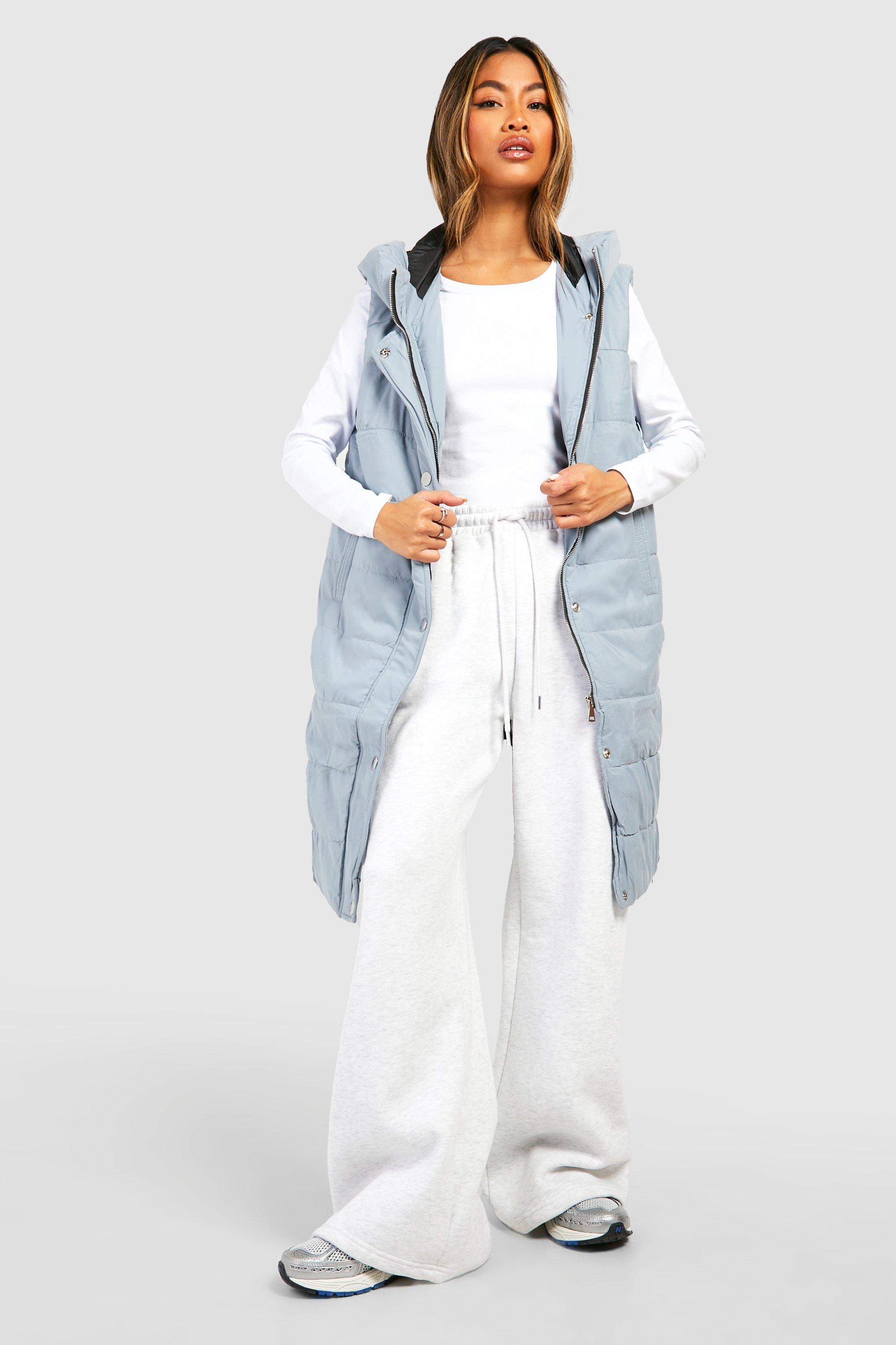 Boohoo Long Line Bodywarmer Met Capuchon, Grey
