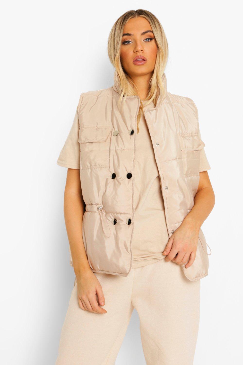 Boohoo Bodywarmer Met Zak Detail, Stone