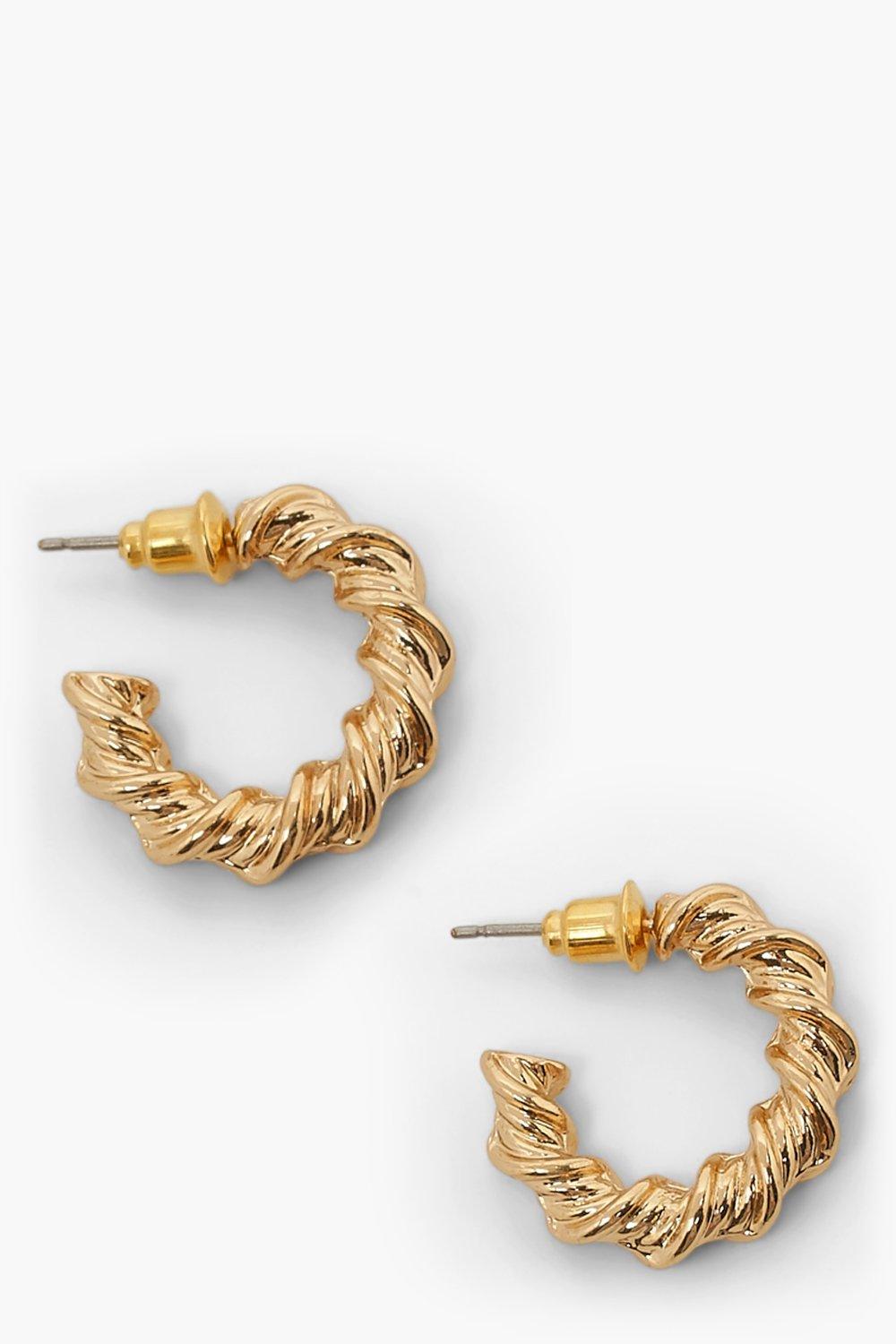 Womens Chunky Twisted Hoop Earrings - Gold - One Size, Gold