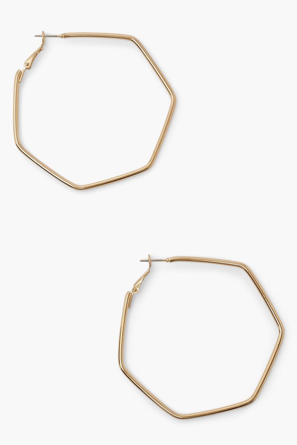 Womens Super Slim Hexagon Hoop Earrings - Gold - One Size, Gold