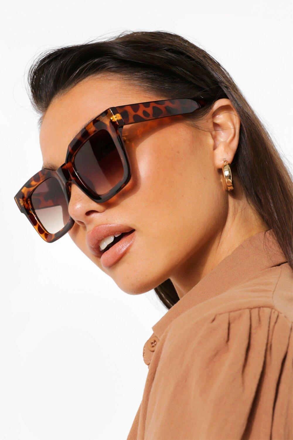 Womens Super Chunky Tort Square Sunglasses - Brown - One Size, Brown