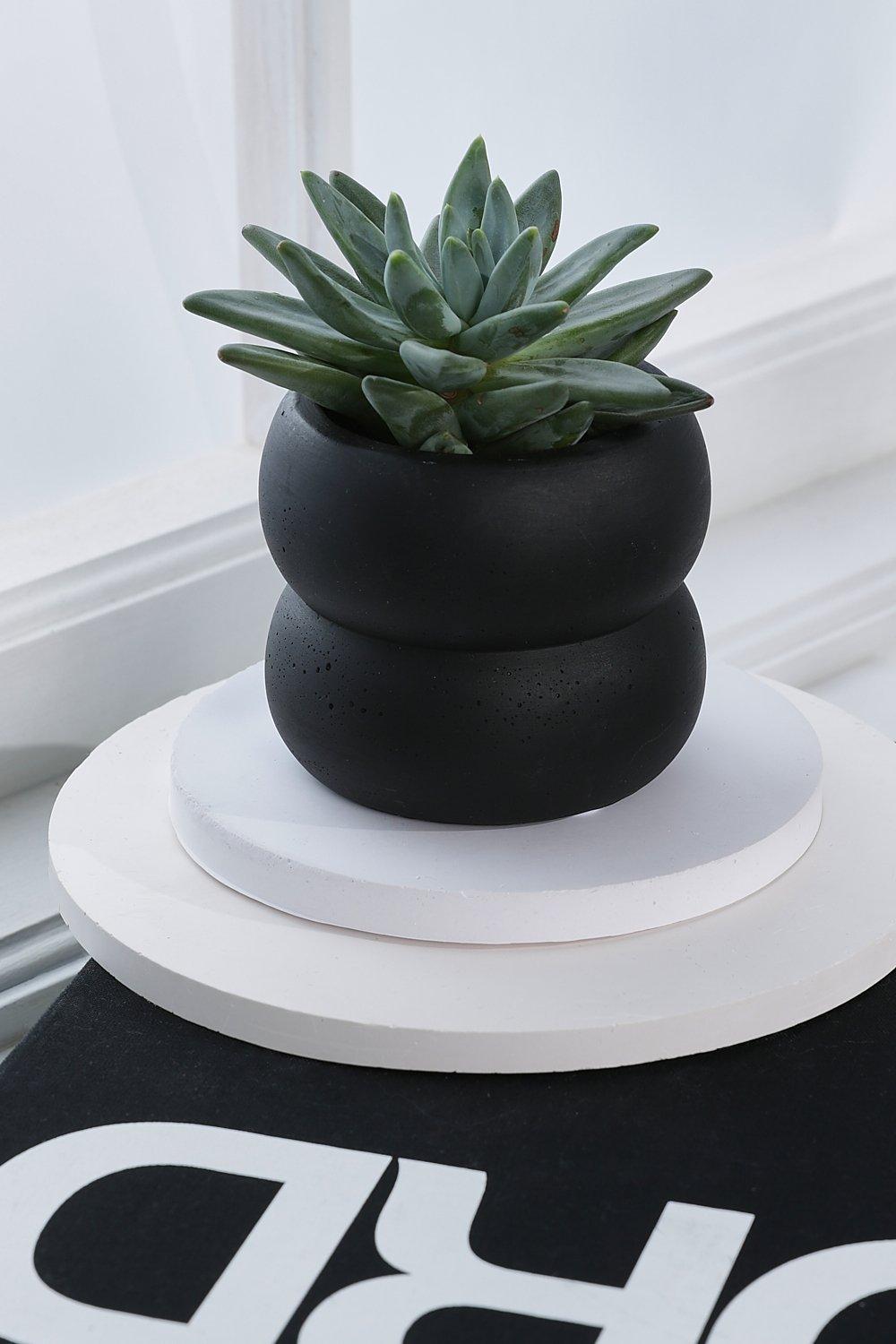 Pot À Plantes Style Ciment Noir - One Size, Noir
