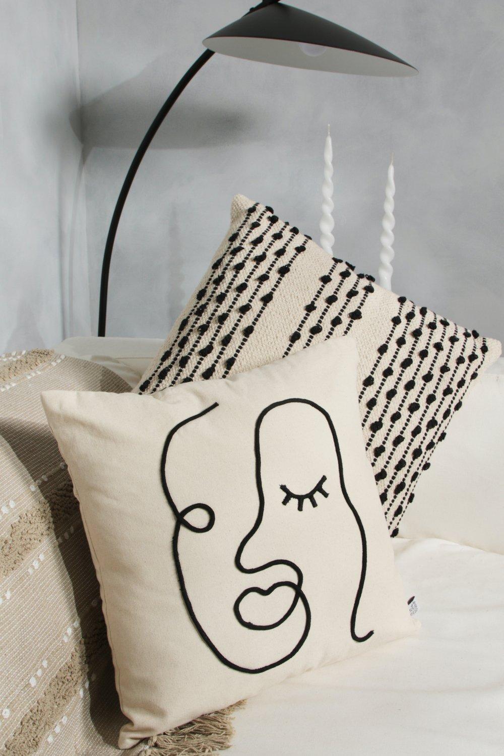 Coussins À Visage Abstrait - Blanc - One Size, Blanc