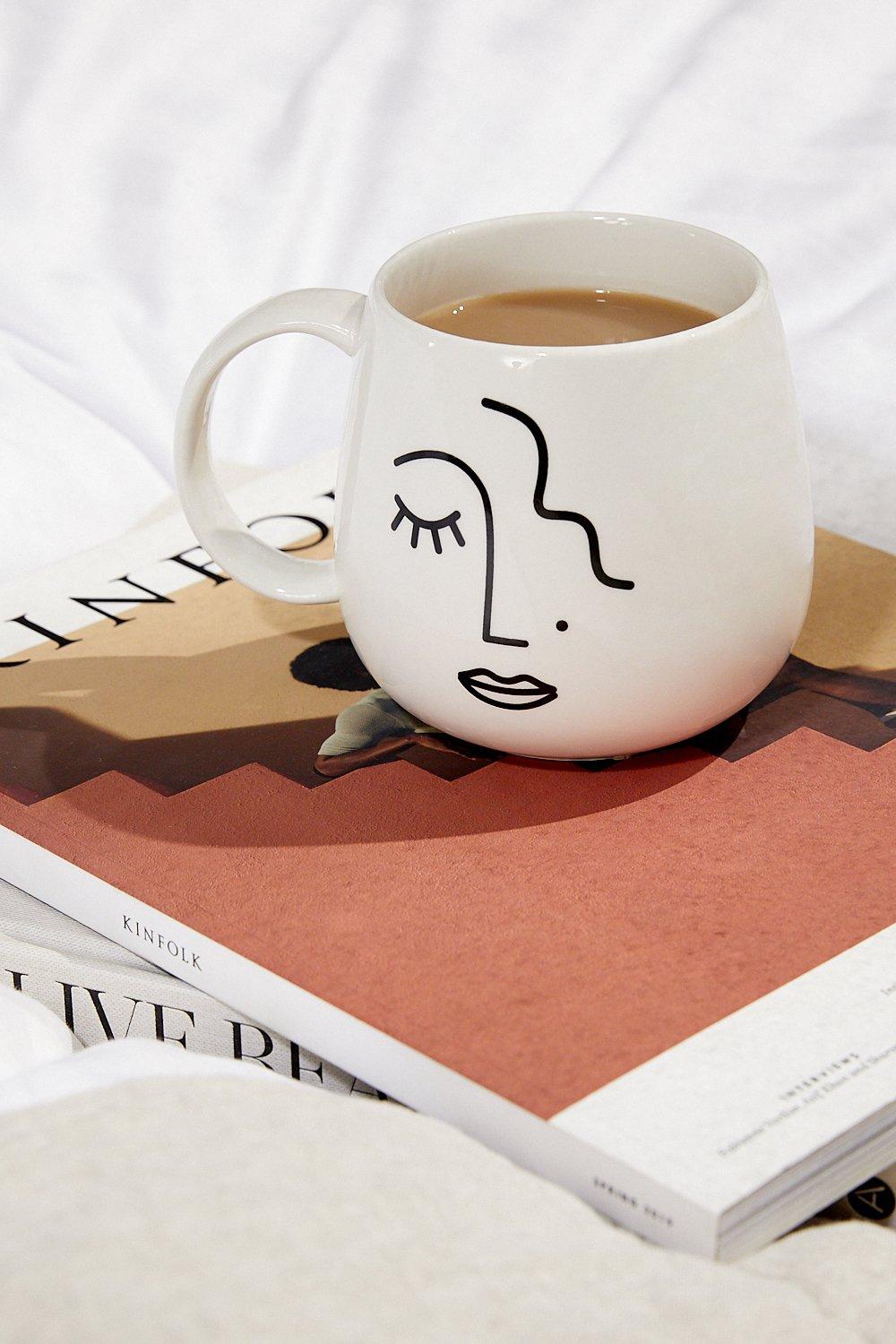 Tasse À Visage Abstrait - Blanc - One Size, Blanc