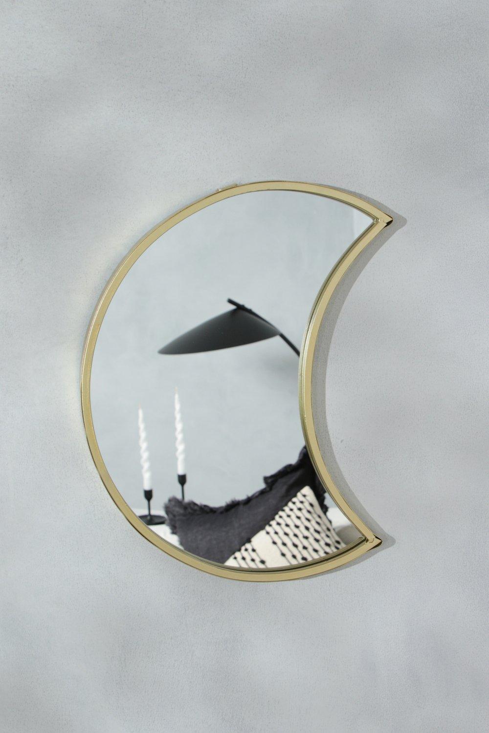 Miroir En Forme De Lune - Jaune Or - One Size, Jaune Or