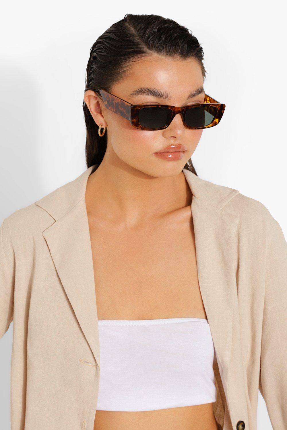 Womens Super Slim Black Lens Glasses - Brown - One Size, Brown