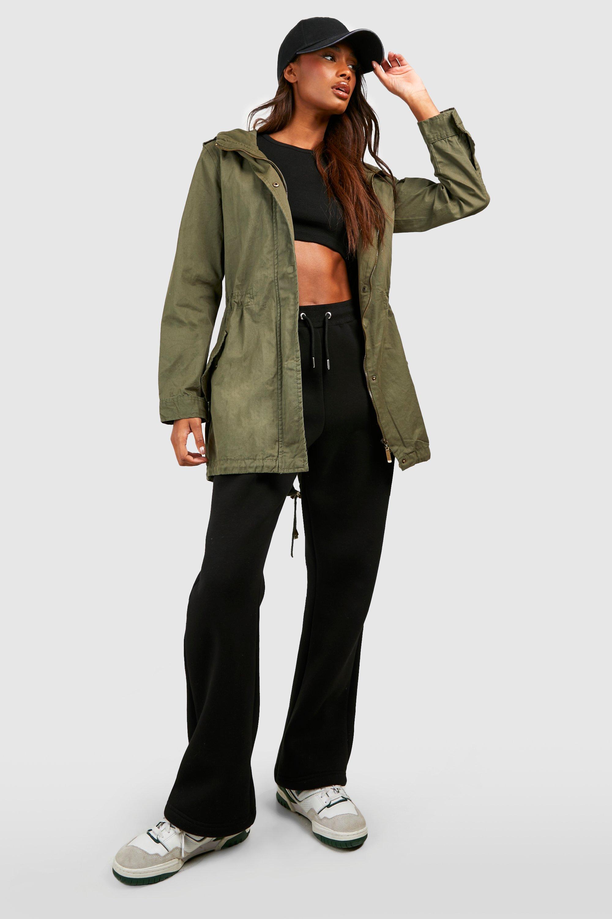 Womens Hooded Twill Mac - Green - 10, Green