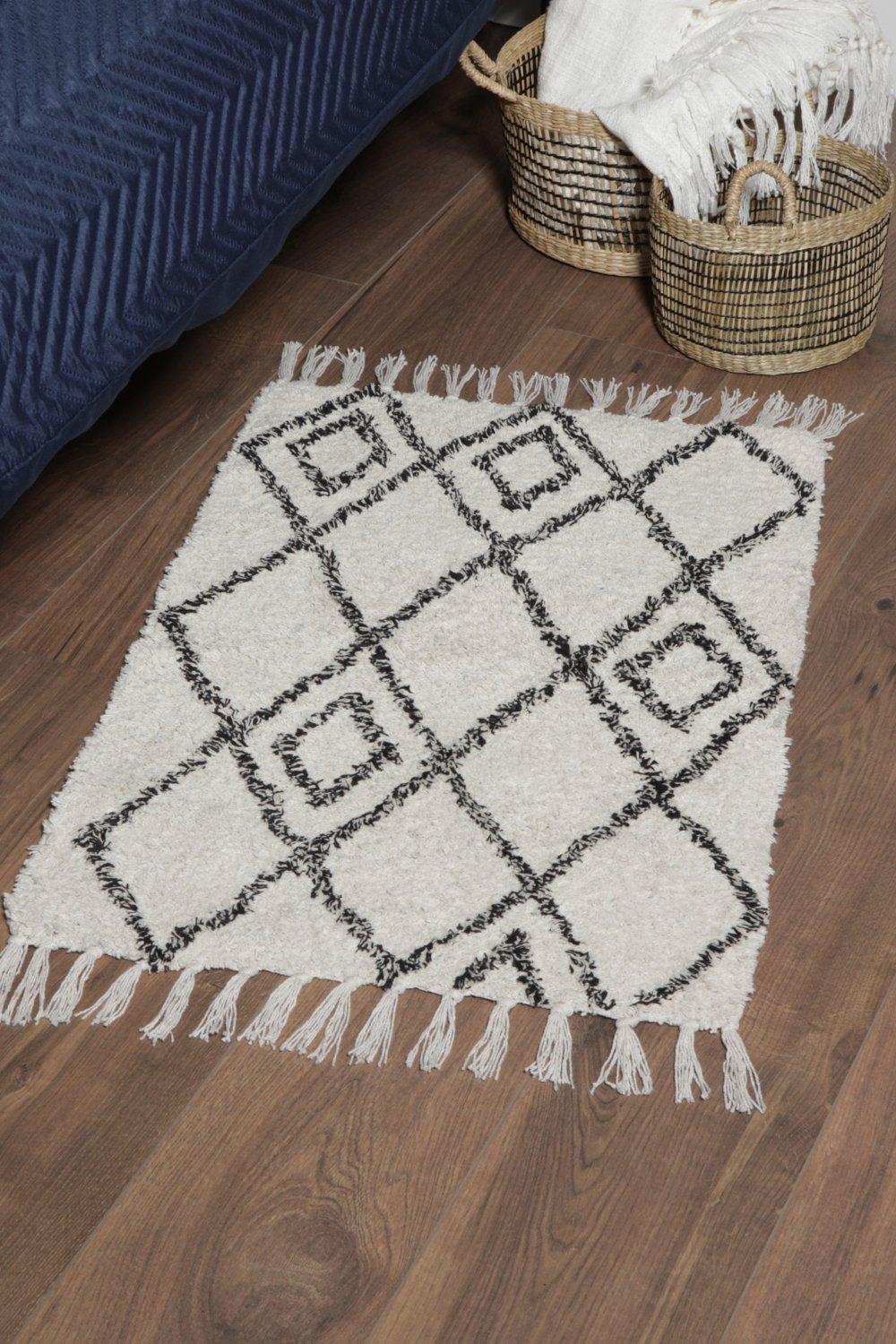 Tapis Capitonné En Diamants Style Berbère - Blanc - Taille Unique, Blanc