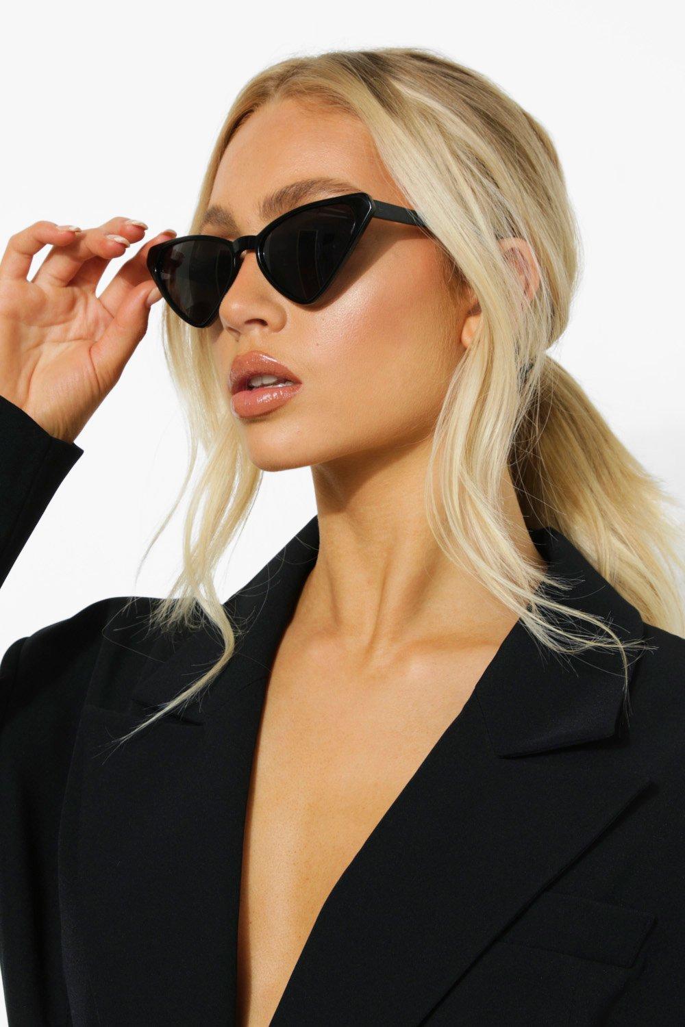 Womens Oversized Cat Eye Sunglasses - Black - One Size, Black