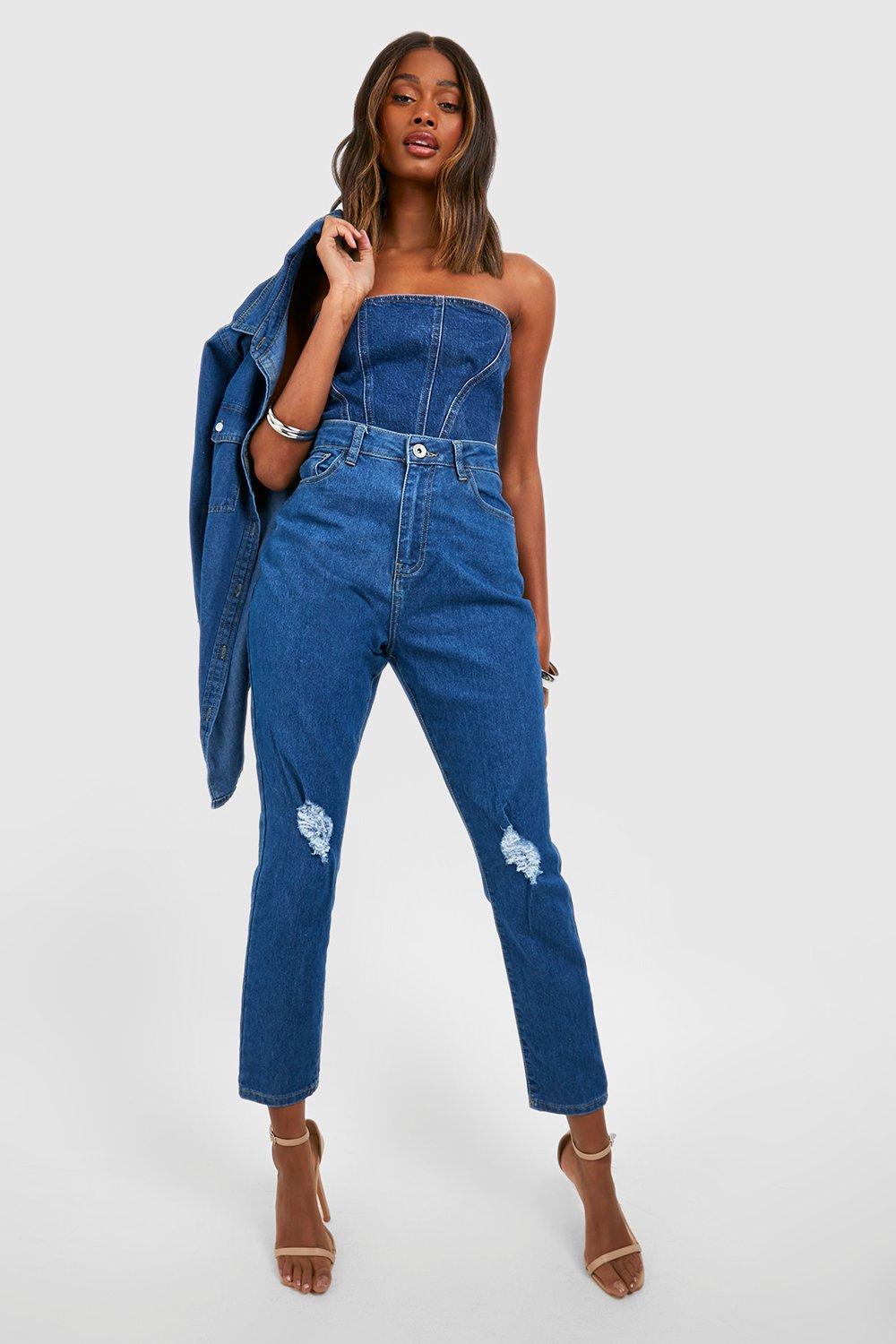 Image of Jeans Basics a vita alta Skinny Fit effetto smagliato, Grigio