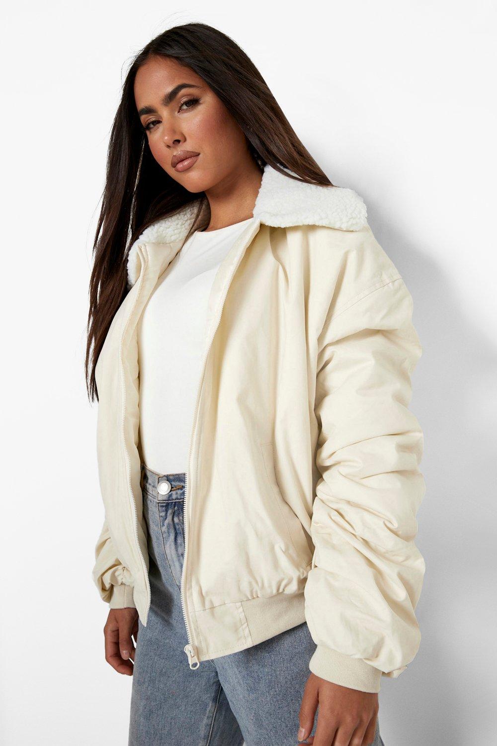 ruched bomber jacket