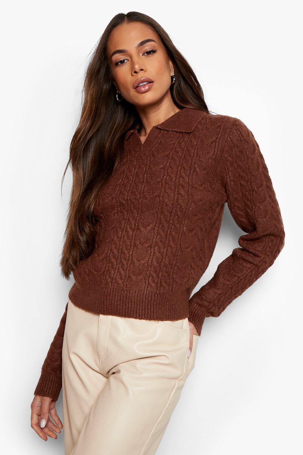 women's polo collar wool sweater