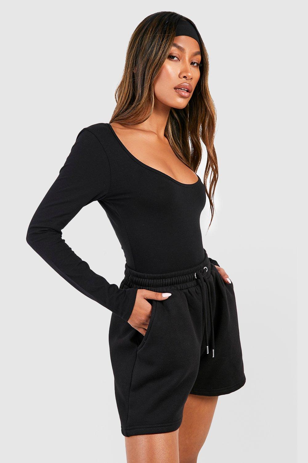 Womens Basic Long Sleeve Scoop Neck Bodysuit - Black - 8, Black