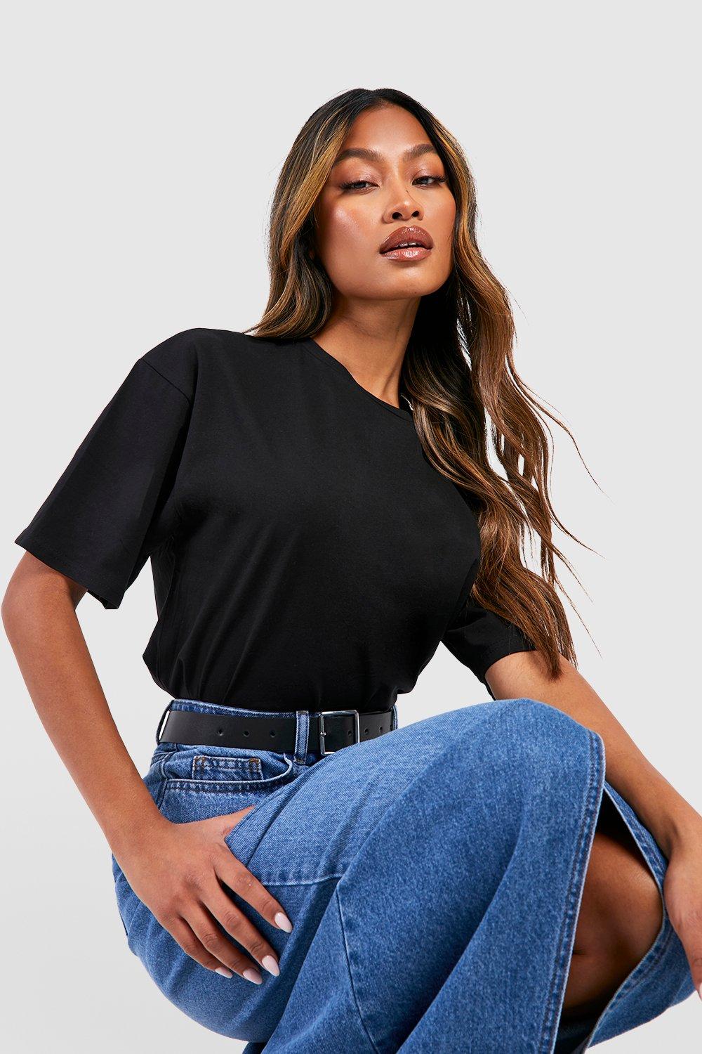 Womens Basic Oversized T-Shirt - Black - 6, Black