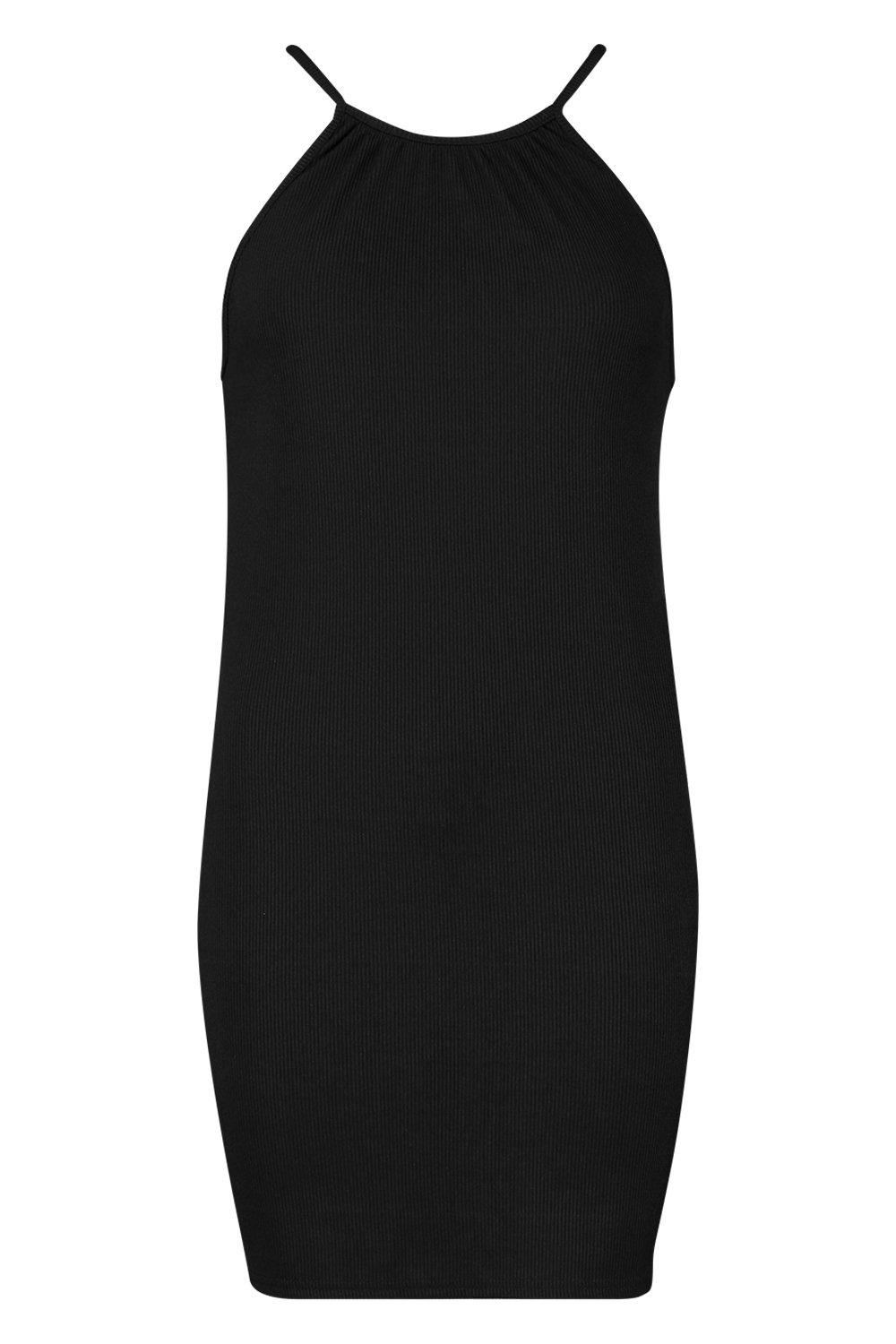 

Свободное платье в рубчик и ремешками, Black