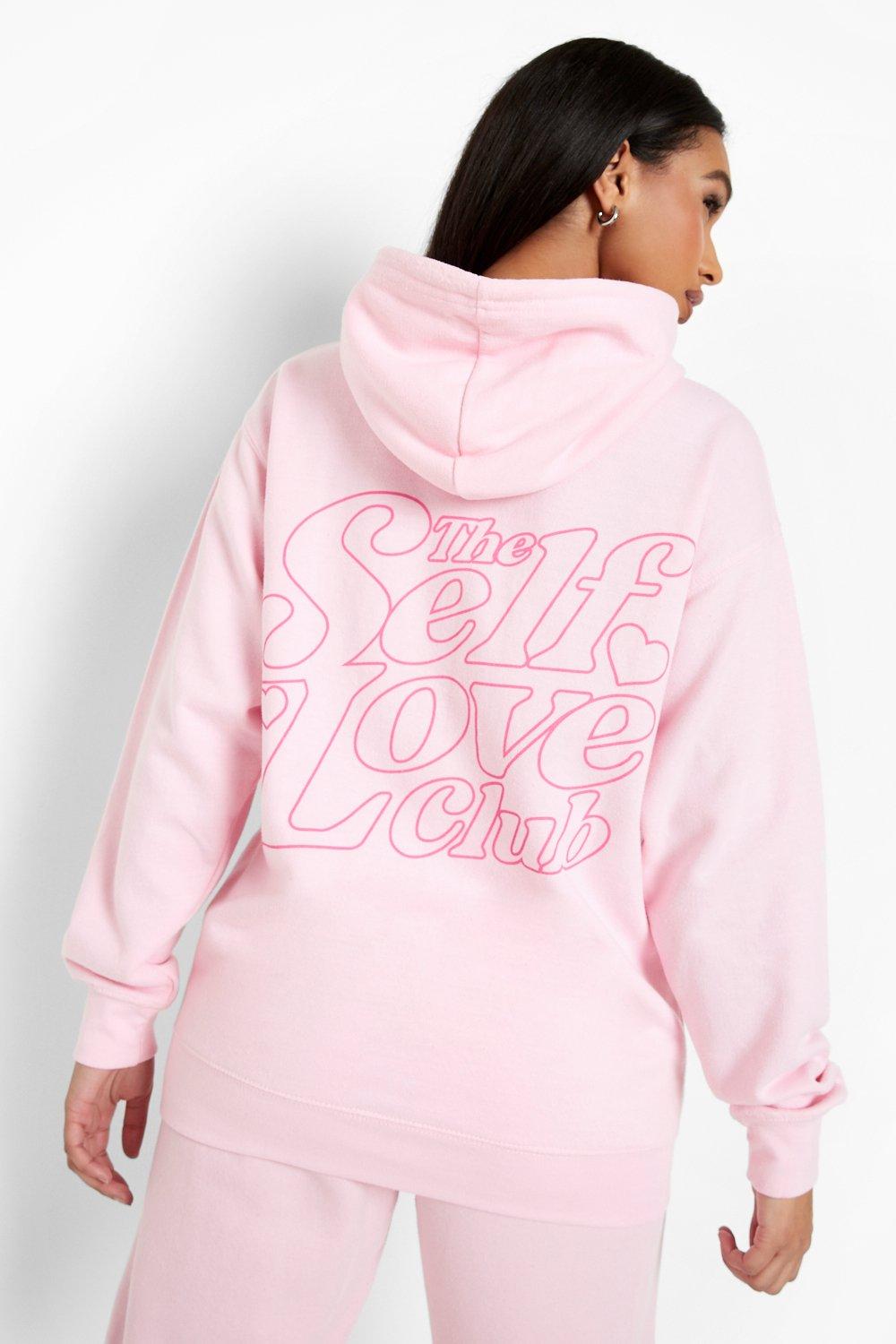 Womens The Self Love Club Oversized Hoodie - Pink - S, Pink