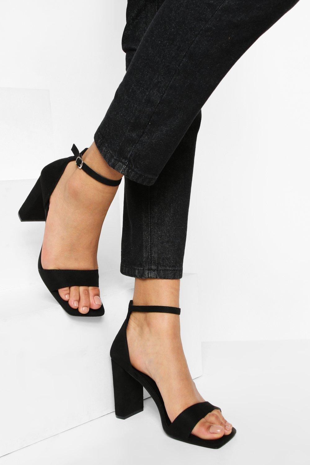 black wide fit mid heels