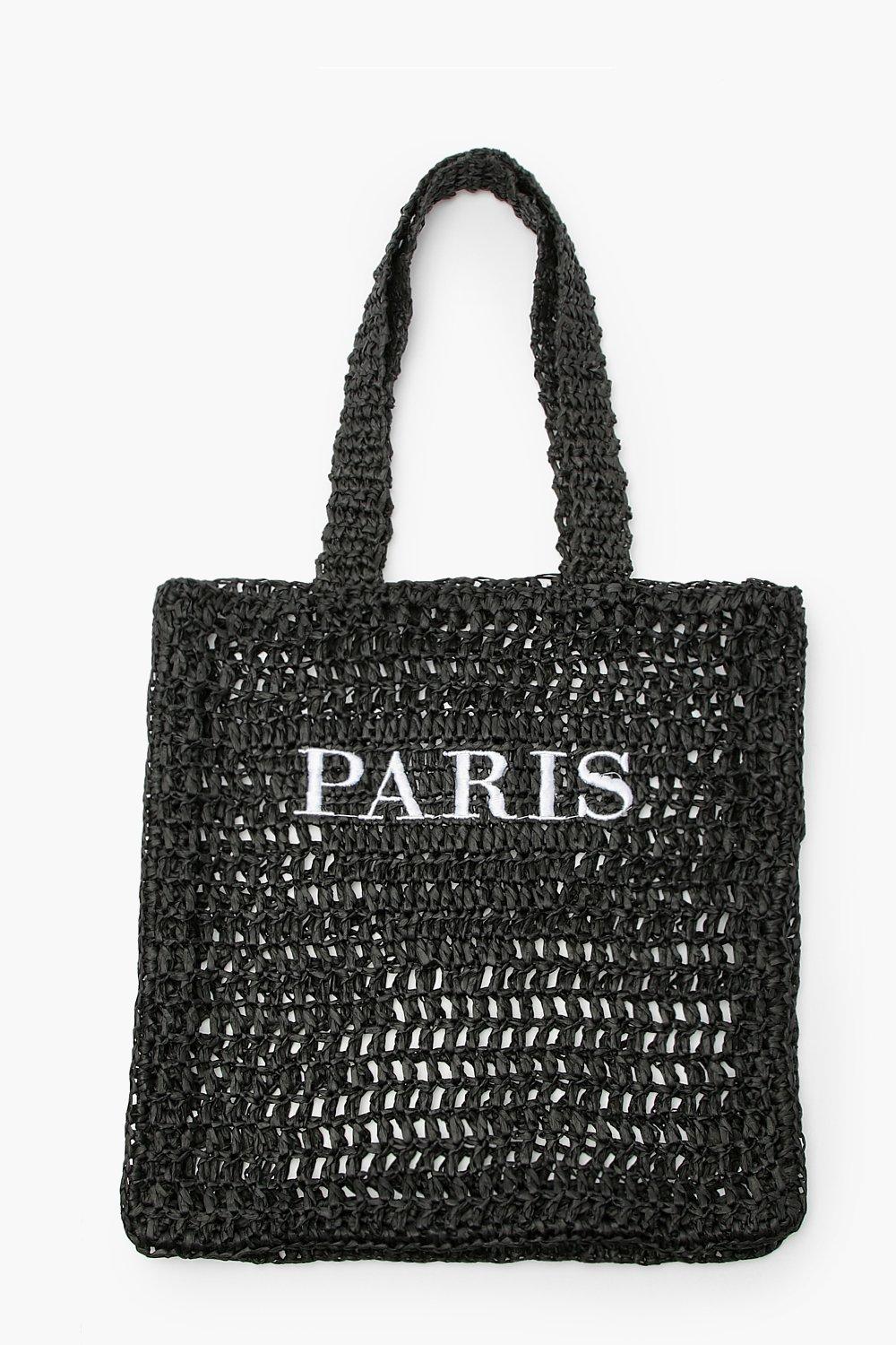 Womens Crochet Tote - Black - One Size, Black