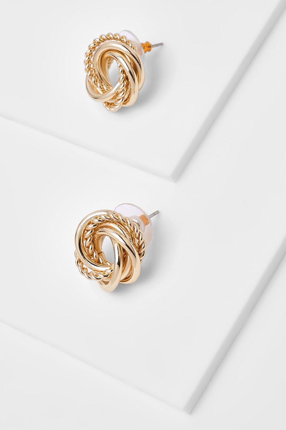 Womens Gold Twisted Knot Studs - One Size, Gold