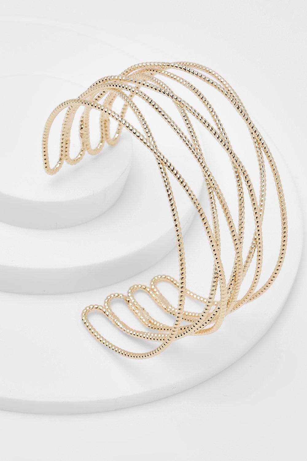 Womens Gold Hollow Bracelet Cuff - One Size, Gold