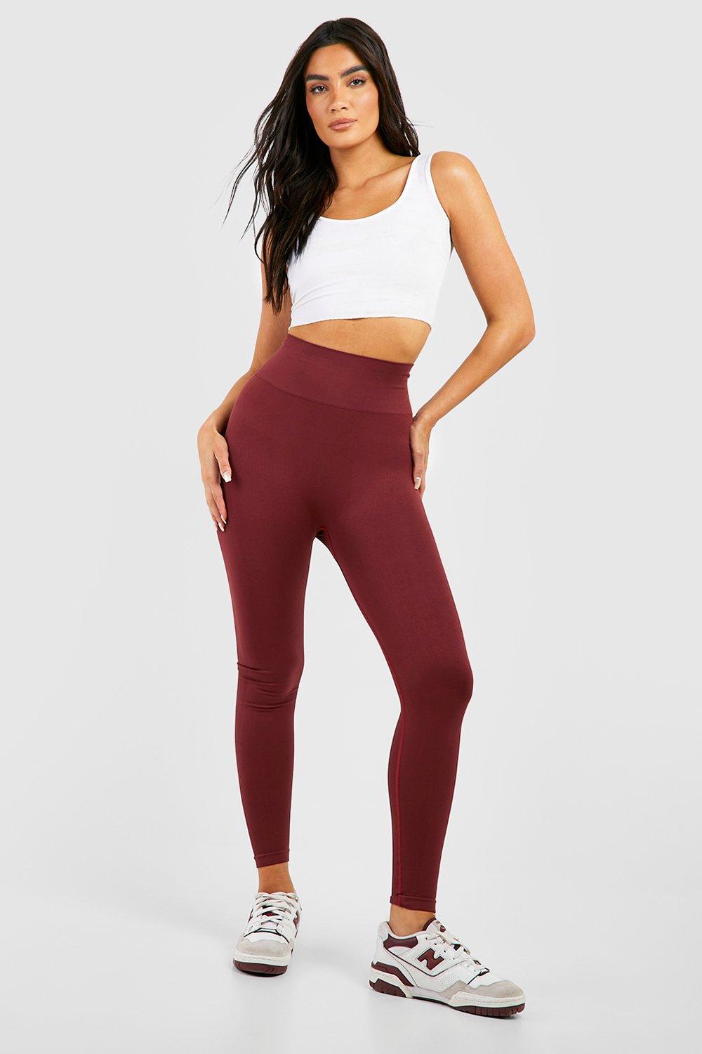 Womens Thick Seamfree Power Gym Leggings - Red - L, Red