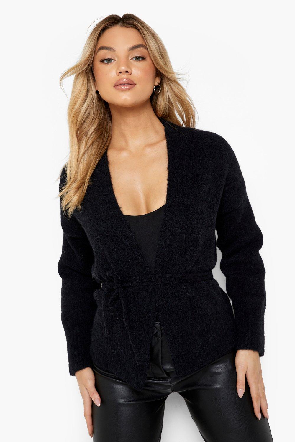 Premium - Gilet Ceinturé En Maille - Noir - M/L, Noir