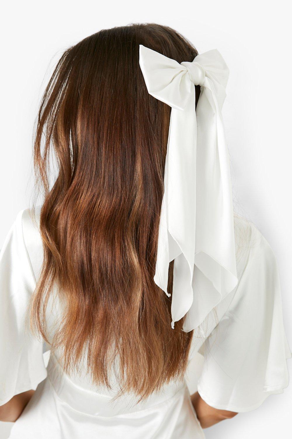 Image of Fiocco per capelli Fashion Statement plissettato, Bianco