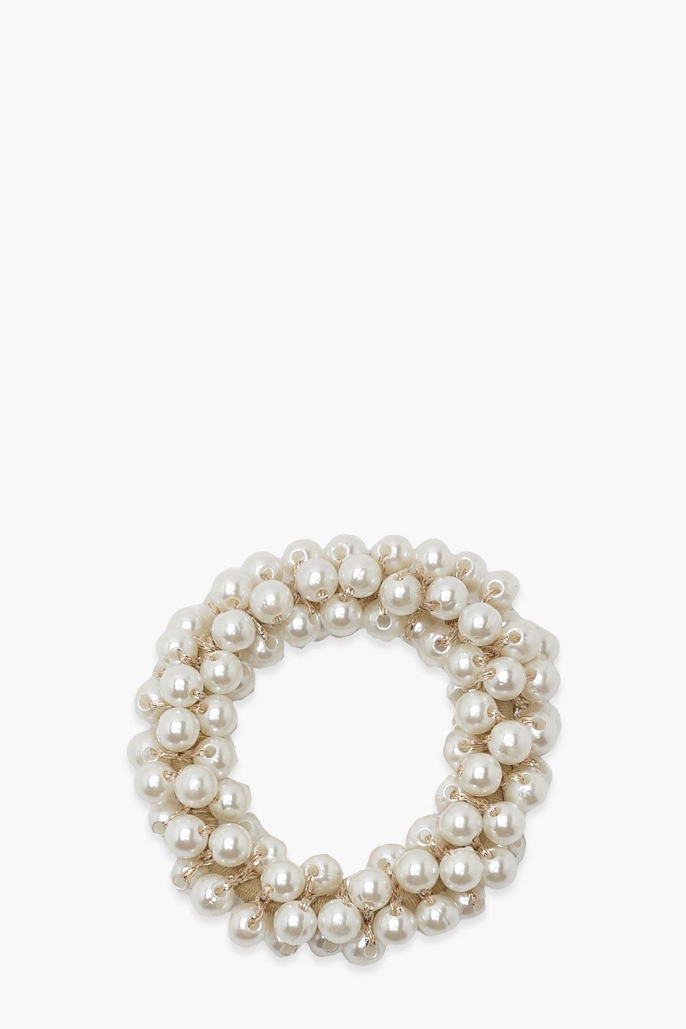 Read more about Womens cream pearl scrunchie - white - one size white