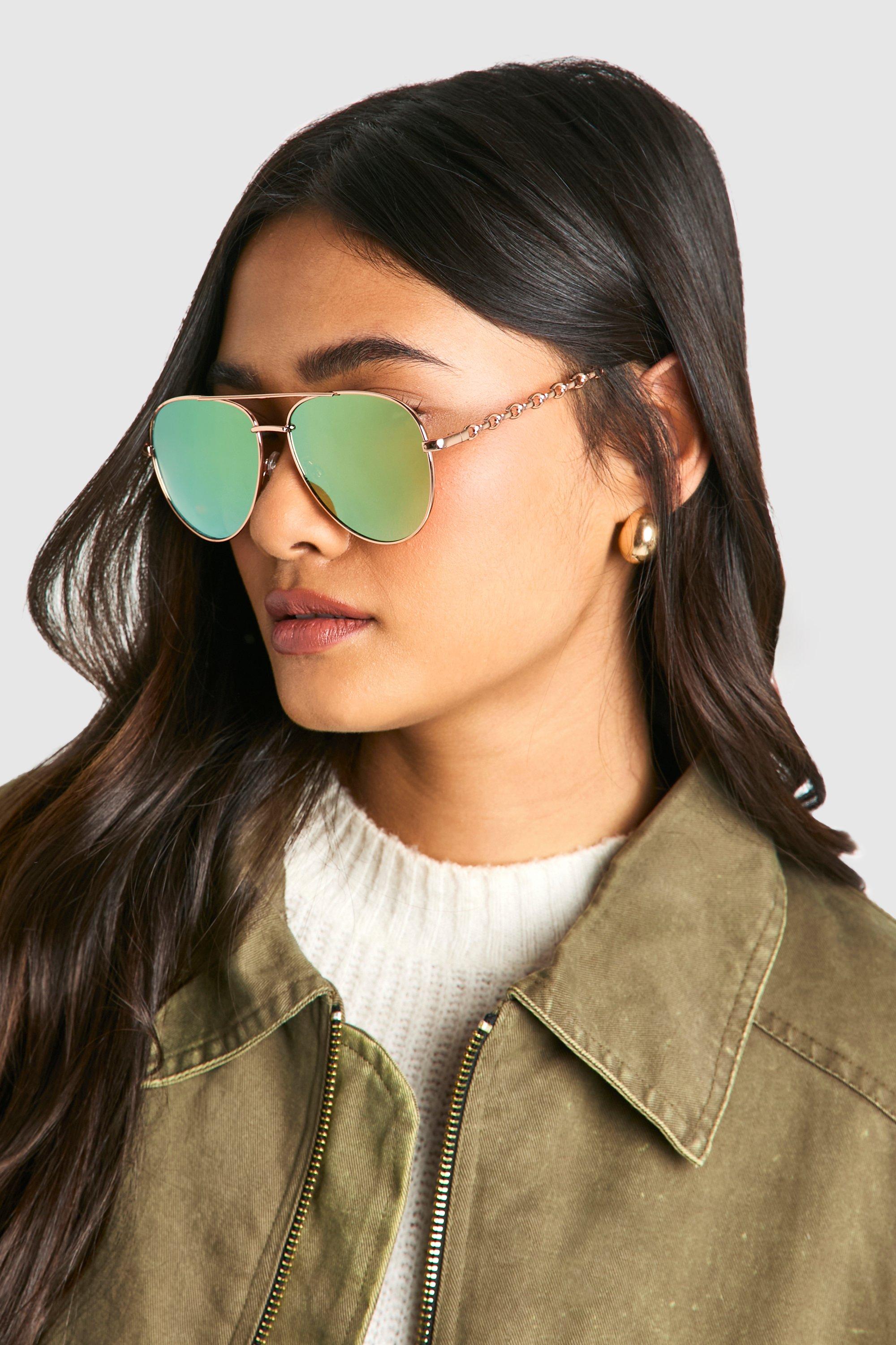 Womens Chain Detail Aviator Sunglasses - Multi - One Size, Multi