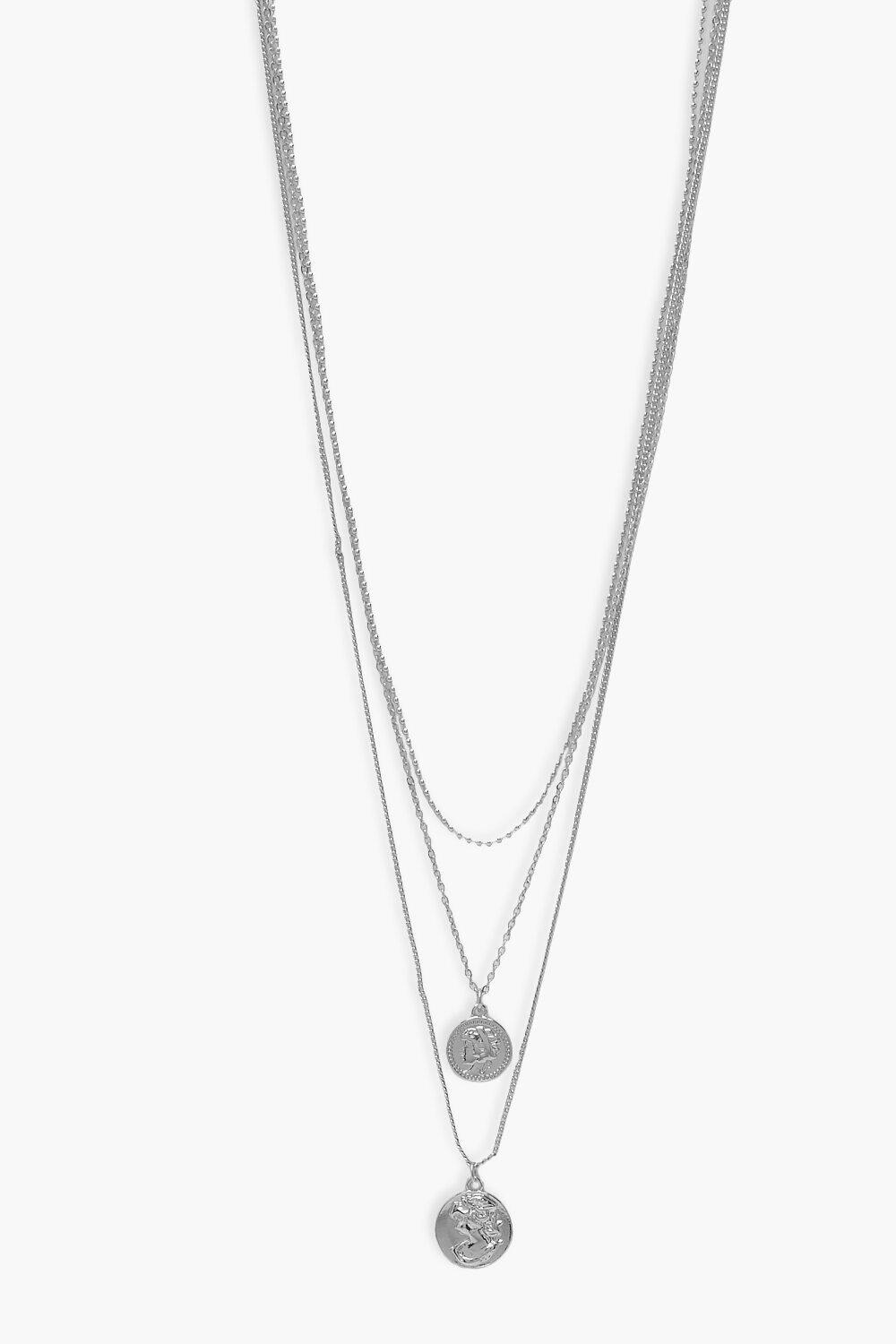 Womens Simple Coin Layered Necklace - Grey - One Size, Grey