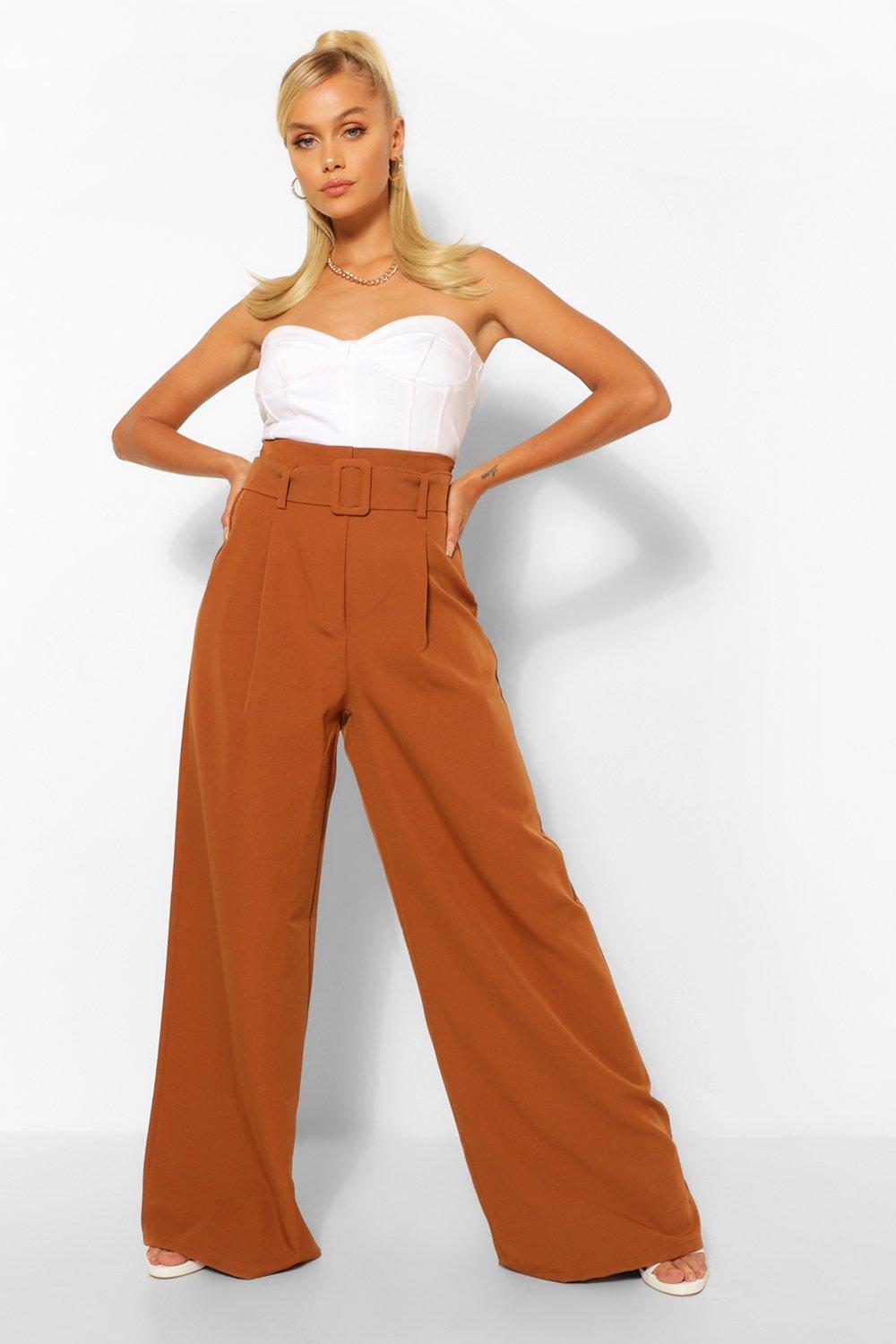 womens wide leg pinstripe trousers