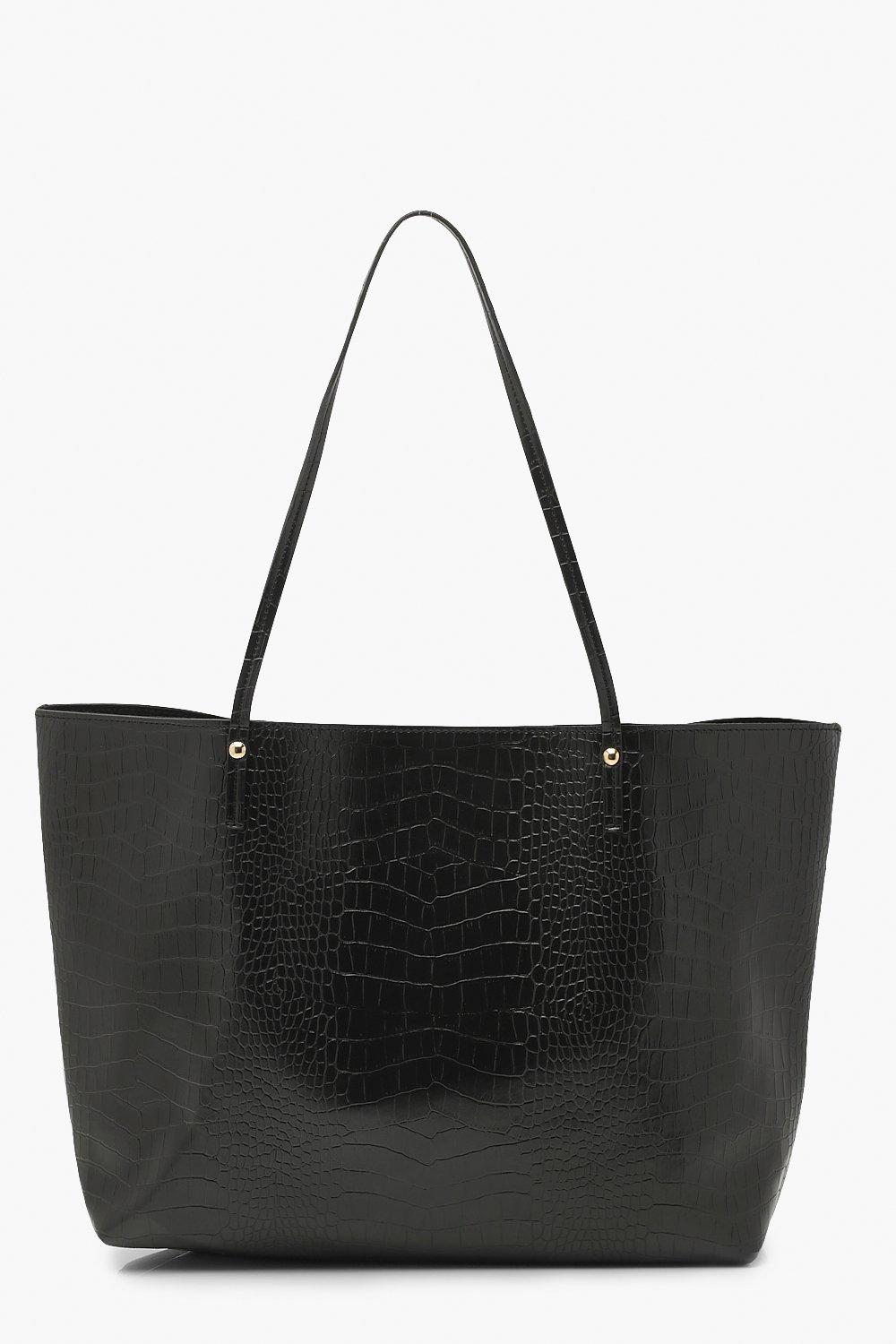 black croc shopper bag