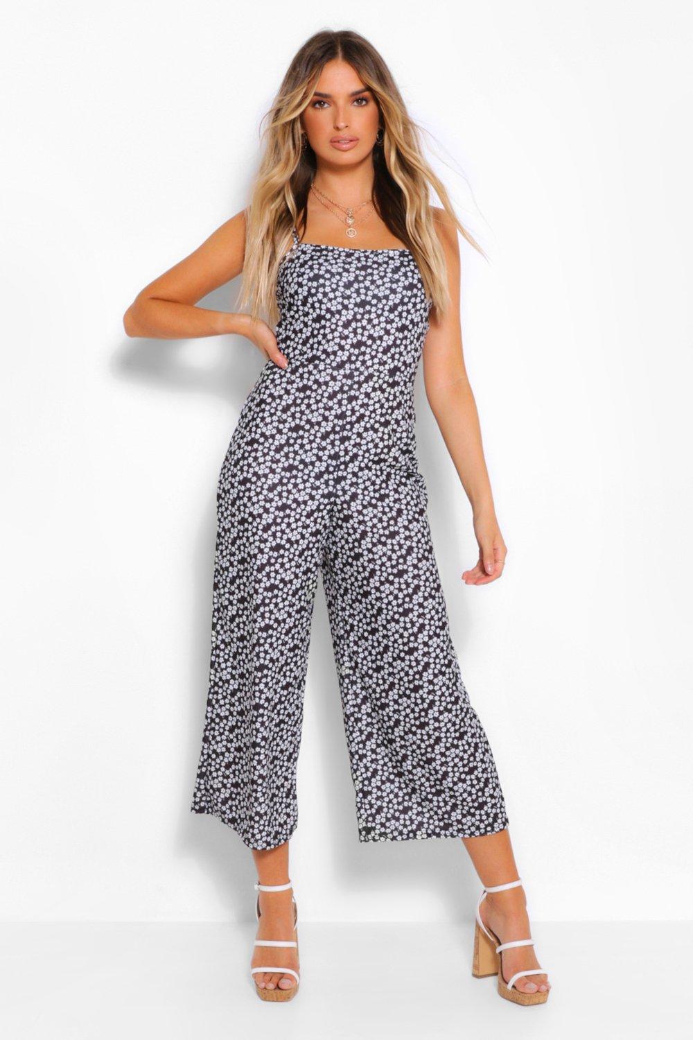 wild honey pinstripe flared dungaree jumpsuit