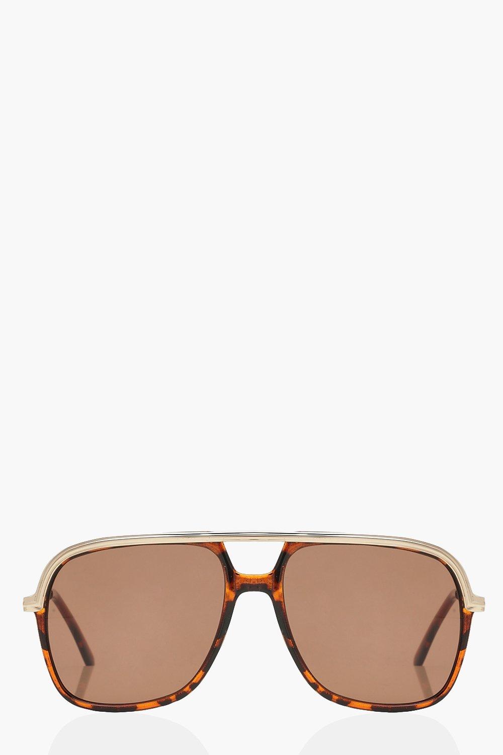 Womens Tortoiseshell Oversized Sunglasses - Brown - One Size, Brown